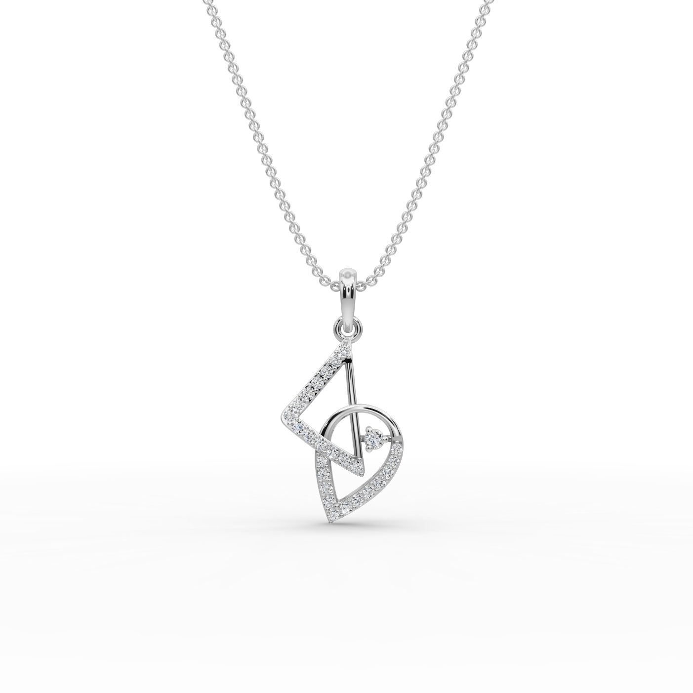 Regal Reverie Linked Petal Lab-Grown Diamond Silver Pendant in silver