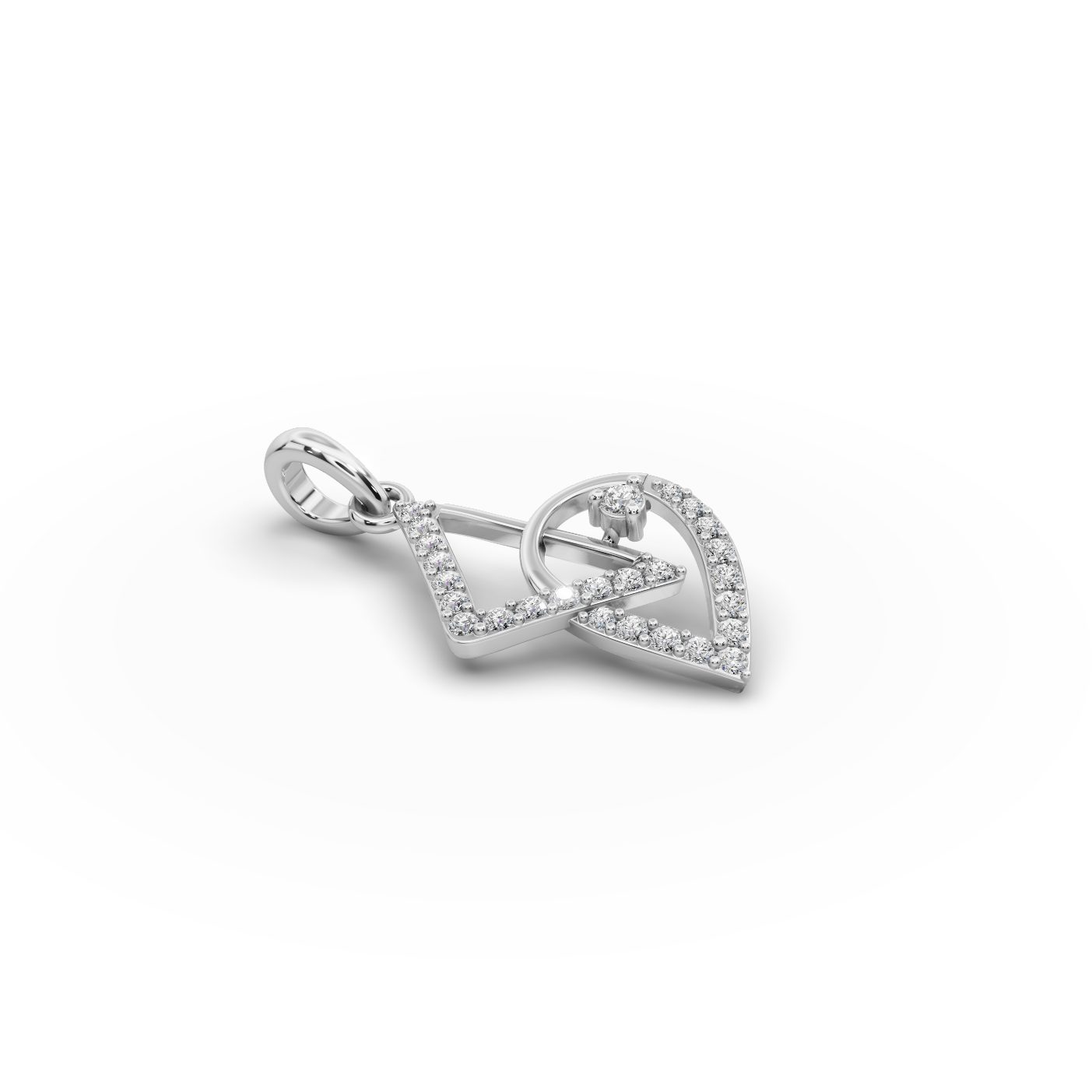 Regal Reverie Linked Petal Lab-Grown Diamond Silver Pendant in silver