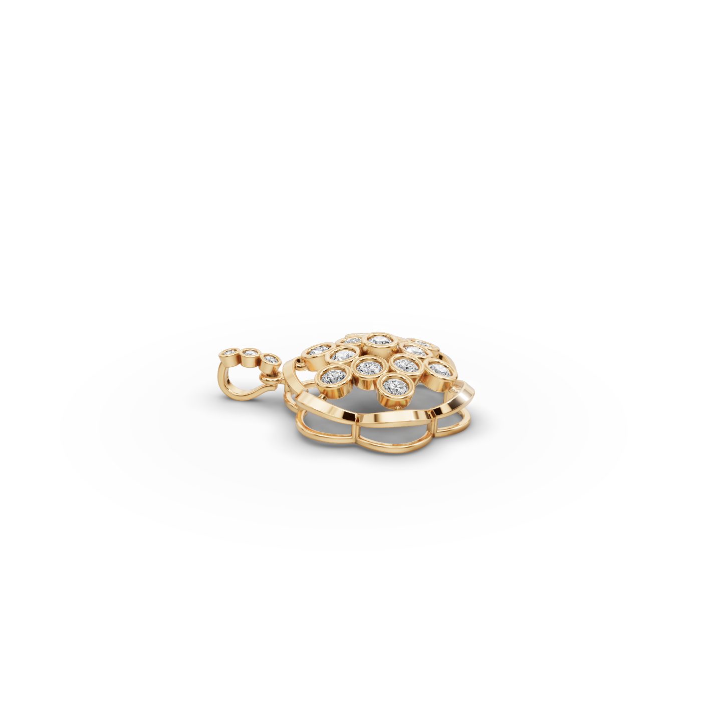 Enduring Whisper Round Lab-Grown Diamond Cluster Pendant in yellow gold