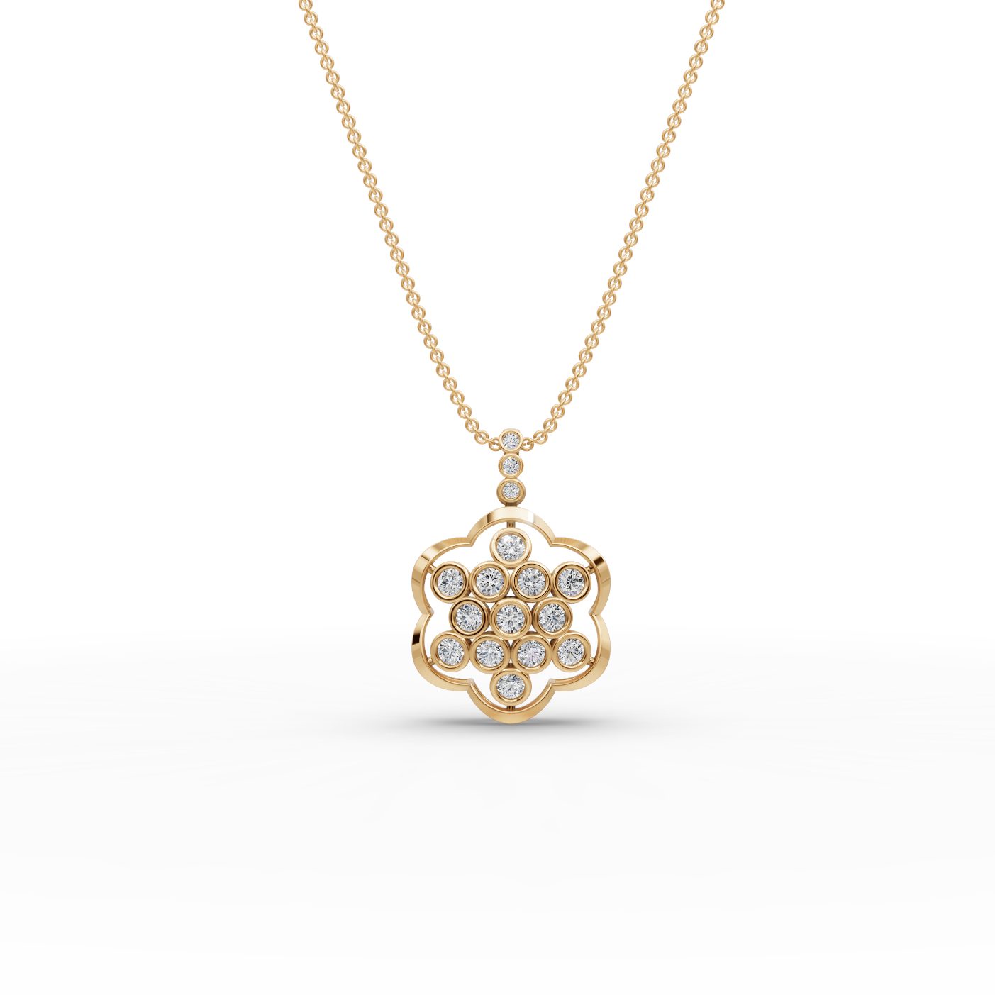 Enduring Whisper Round Lab-Grown Diamond Cluster Pendant in yellow gold