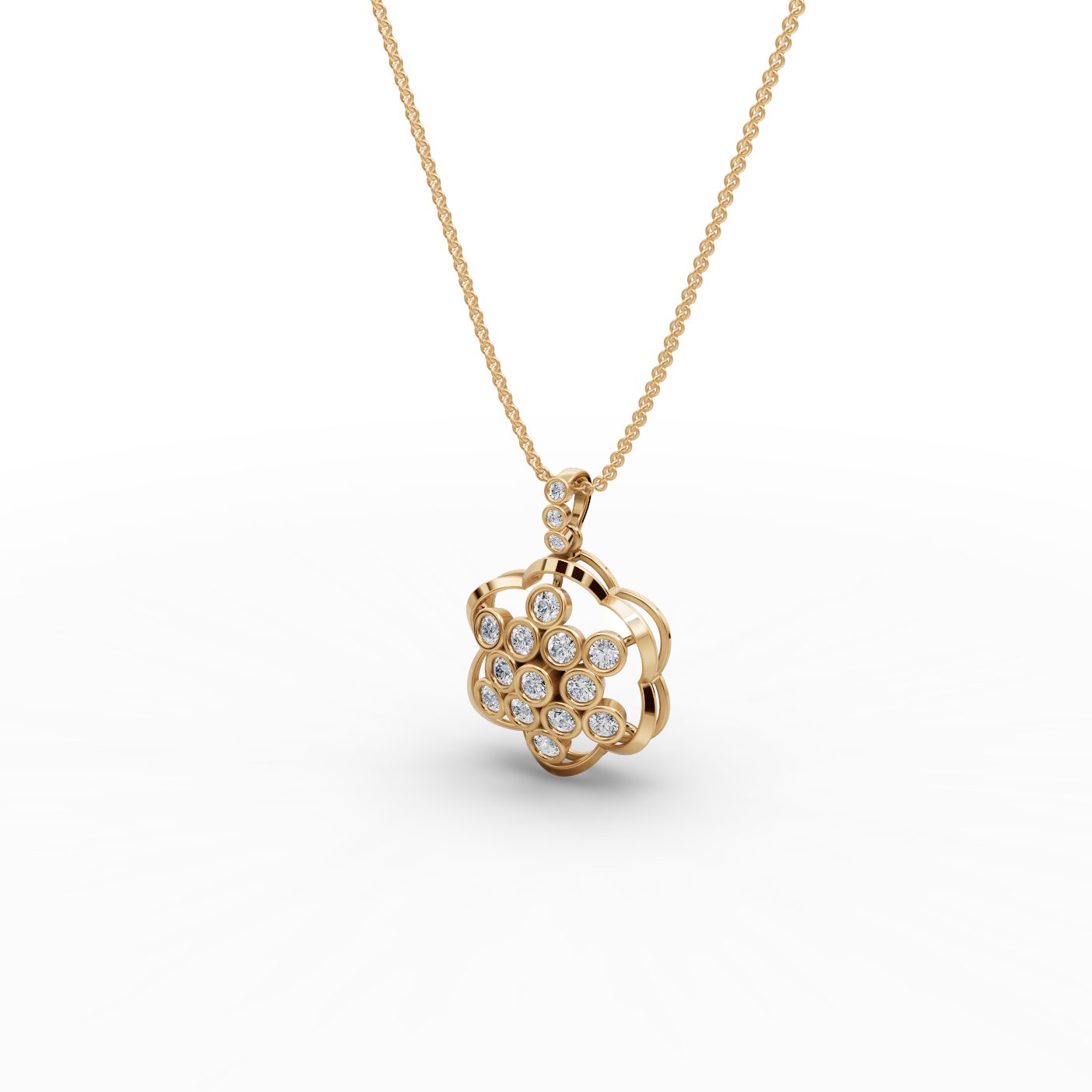 Enduring Whisper Round Lab-Grown Diamond Cluster Pendant in yellow gold