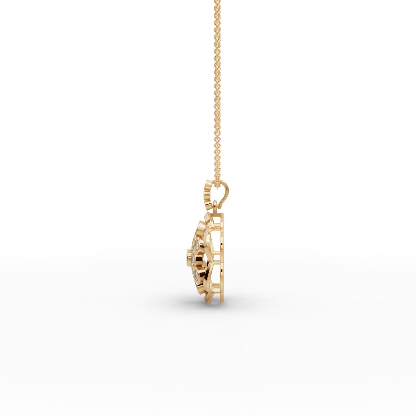 Enduring Whisper Round Lab-Grown Diamond Cluster Pendant in yellow gold