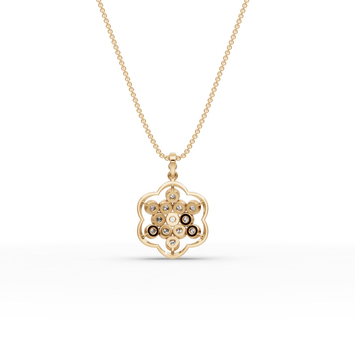 Enduring Whisper Round Lab-Grown Diamond Cluster Pendant in yellow gold