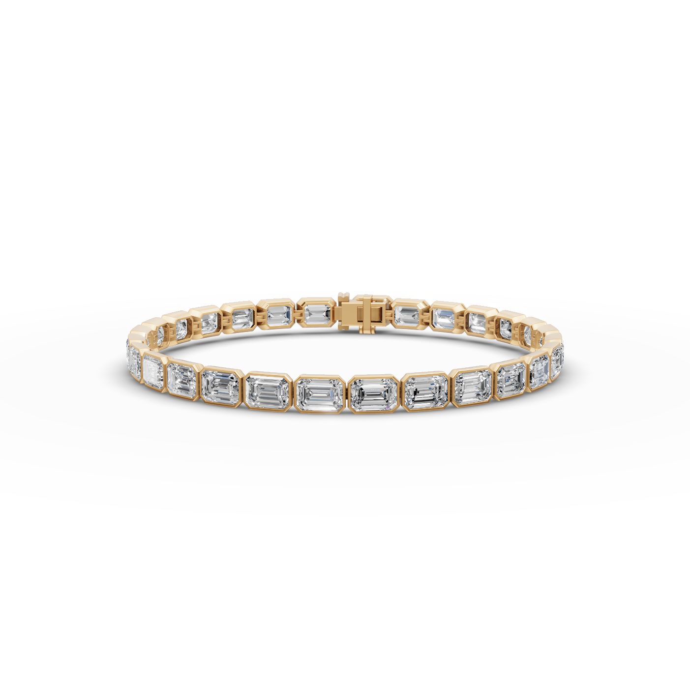 Serene Dew Emerald Lab-Grown Diamond Tennis Bracelet in yellow gold, set with lab-grown diamonds