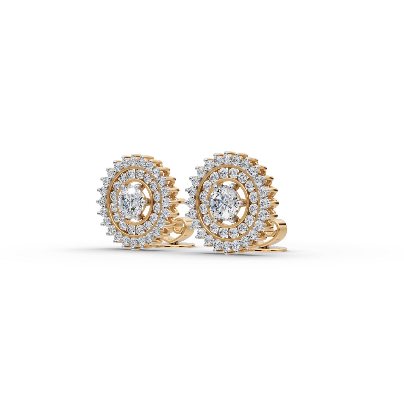Elegant Light Round Lab-Grown Diamond Studs Earring in yellow gold