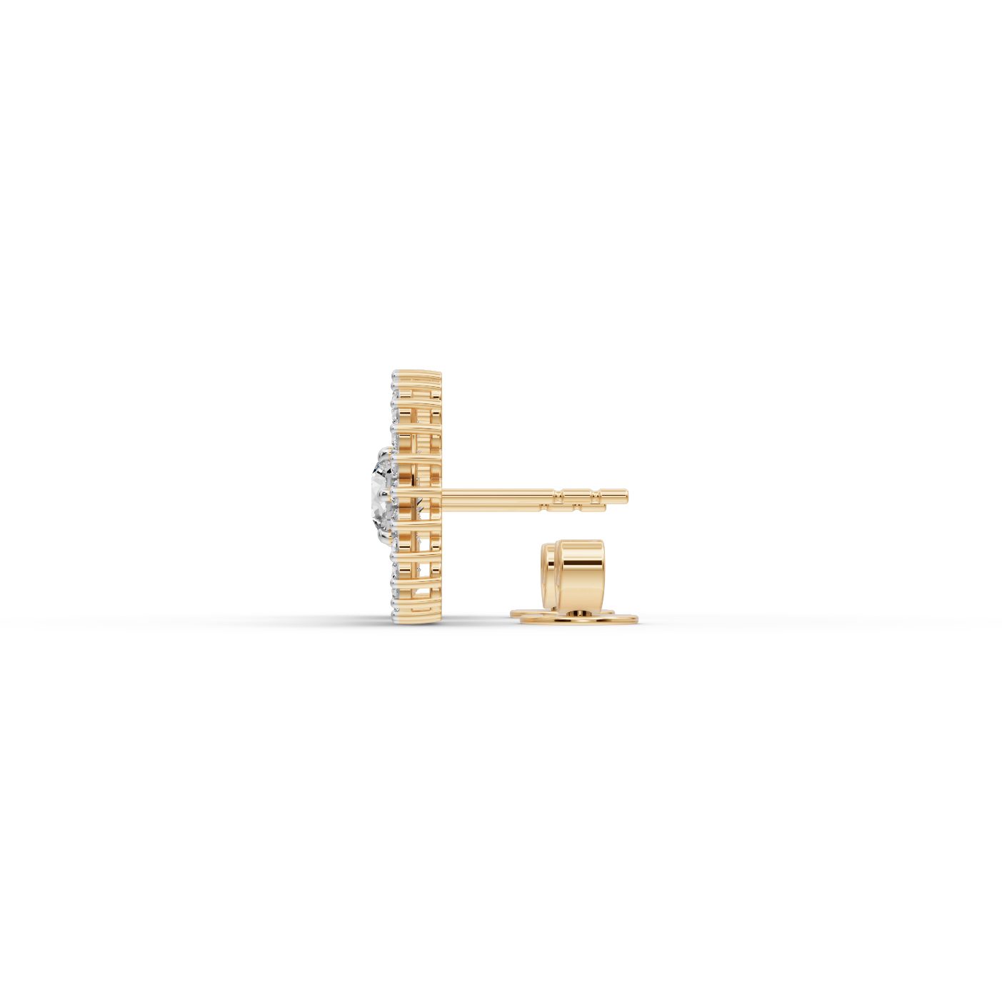 Elegant Light Round Lab-Grown Diamond Studs Earring in yellow gold