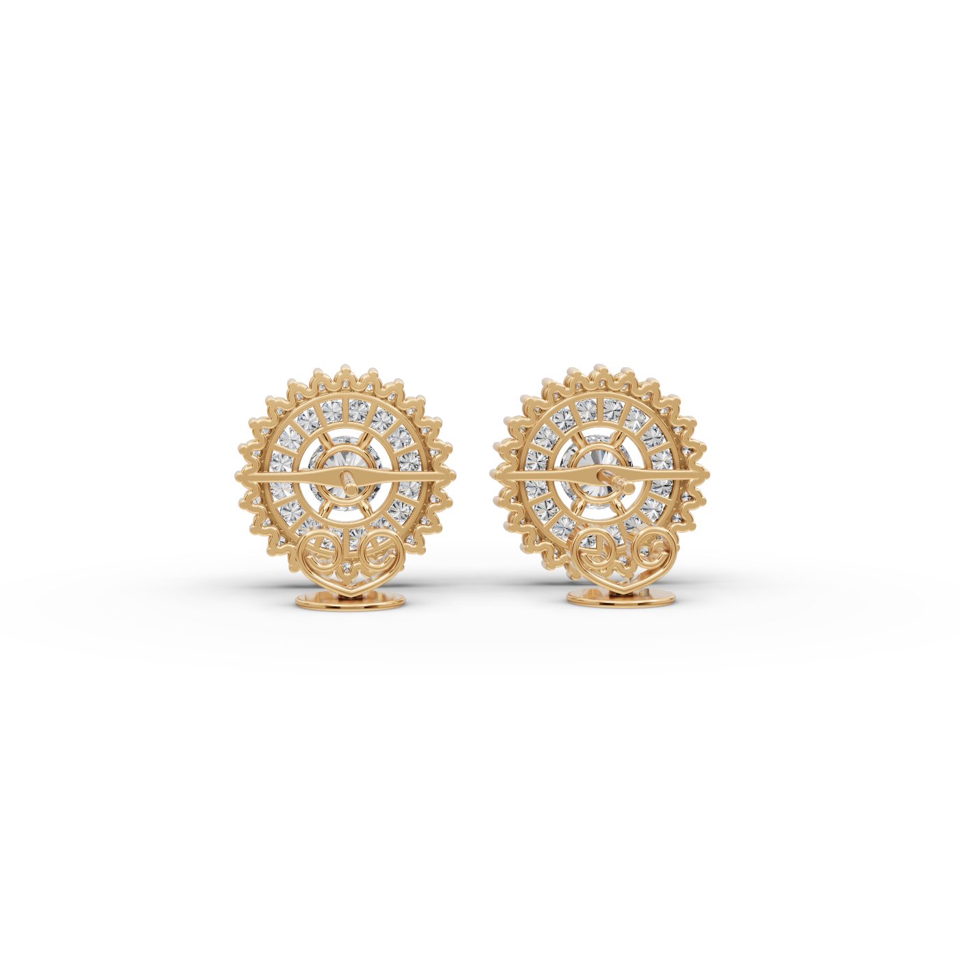 Elegant Light Round Lab-Grown Diamond Studs Earring in yellow gold