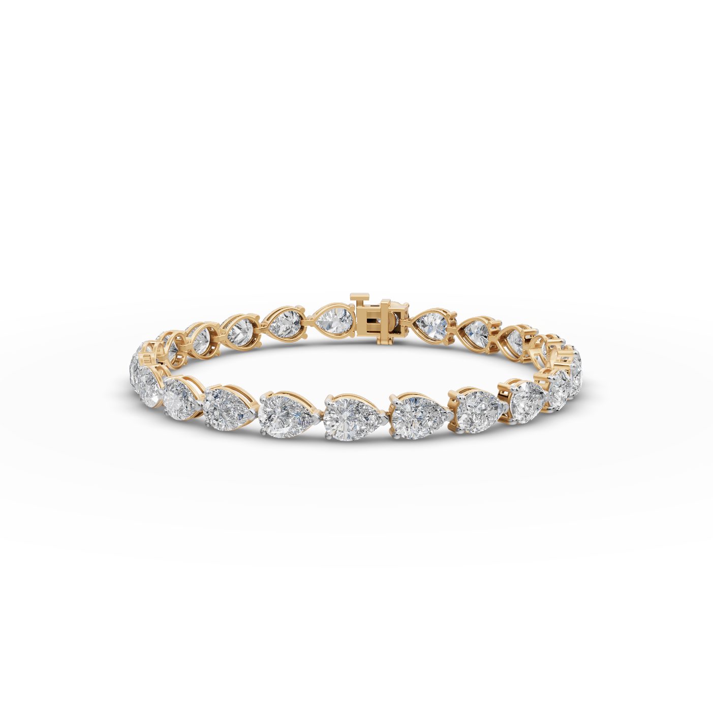 Eternal Light Pear Lab-Grown Diamond Tennis Bracelet in yellow gold, set with lab-grown diamonds