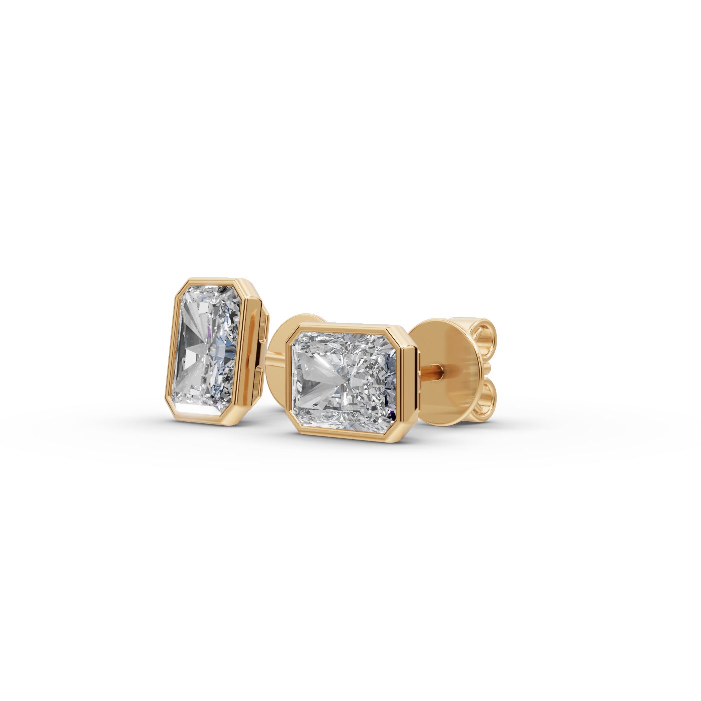 Infinite Grace Radiant Lab-Grown Diamond Studs Earring in yellow gold, set with lab-grown diamonds