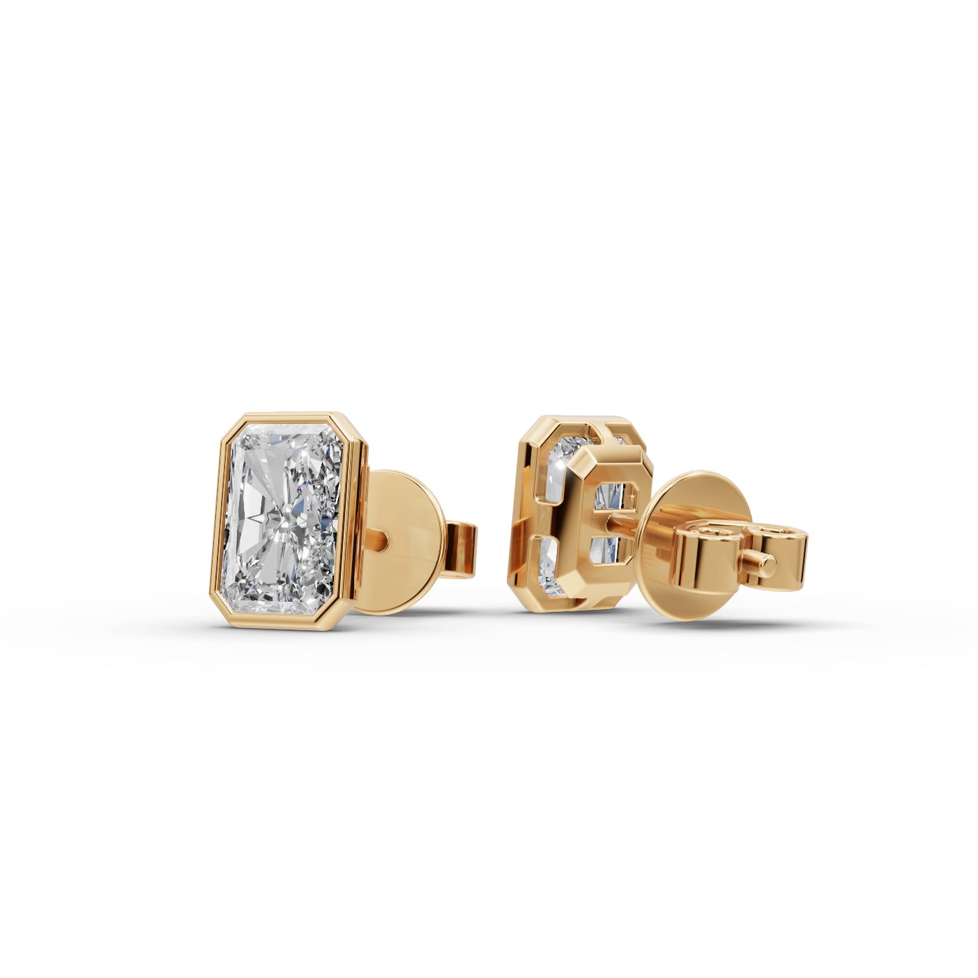 Infinite Grace Radiant Lab-Grown Diamond Studs Earring in yellow gold