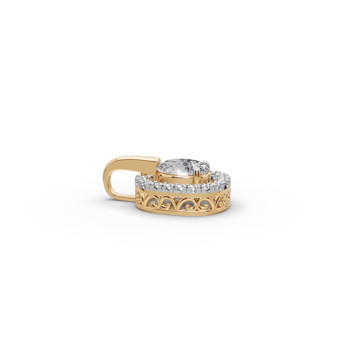 Classic Glow Oval Lab-Grown Diamond Halo Pendant in yellow gold