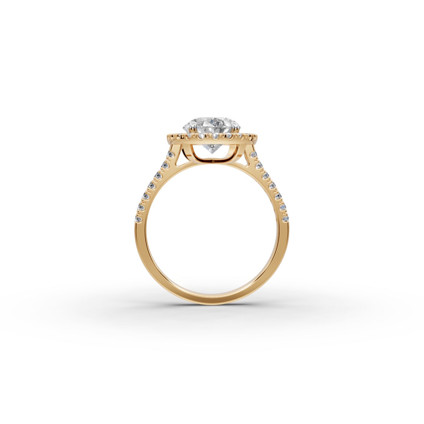 Iconic Dew Oval Lab-Grown Diamond Halo Ring in yellow gold