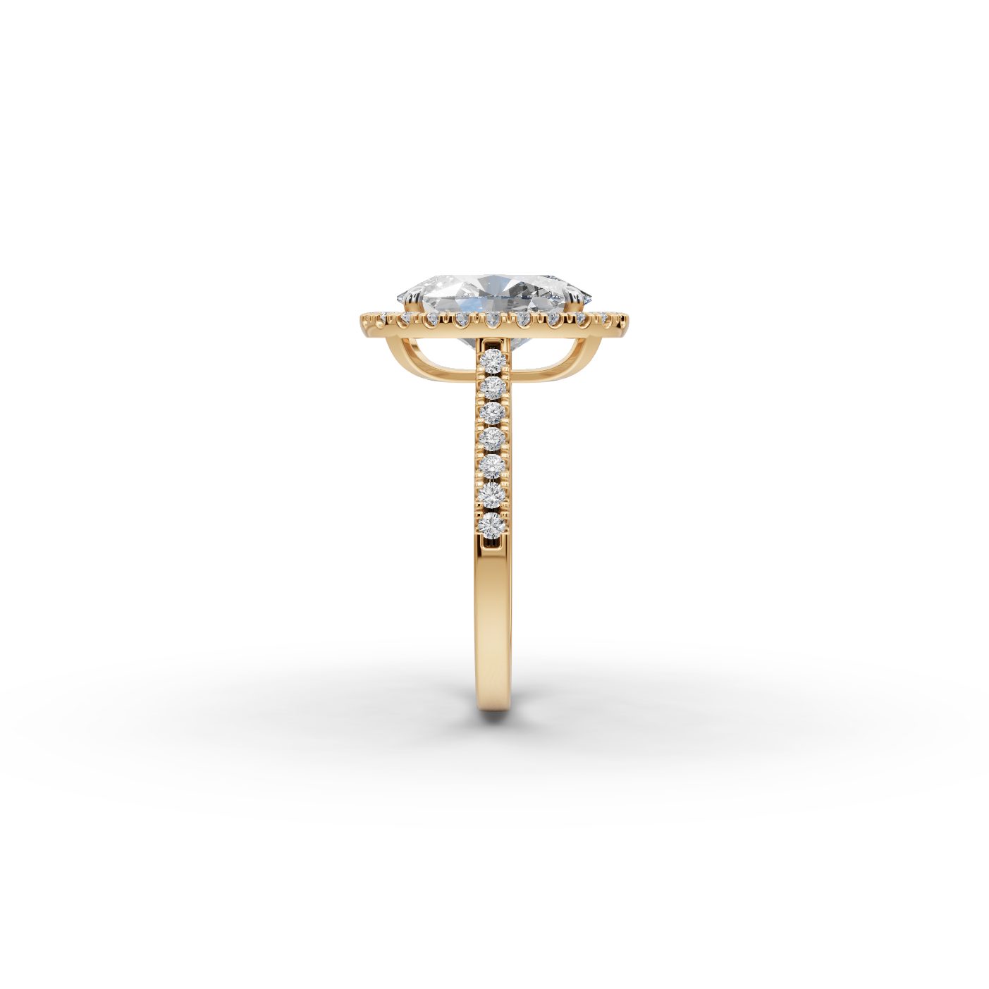 Iconic Dew Oval Lab-Grown Diamond Halo Ring in yellow gold