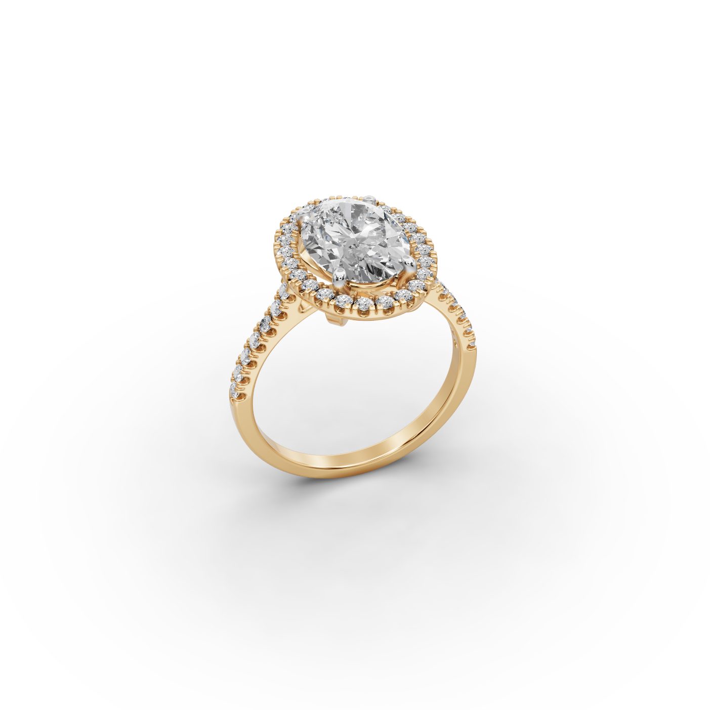 Iconic Dew Oval Lab-Grown Diamond Halo Ring in yellow gold