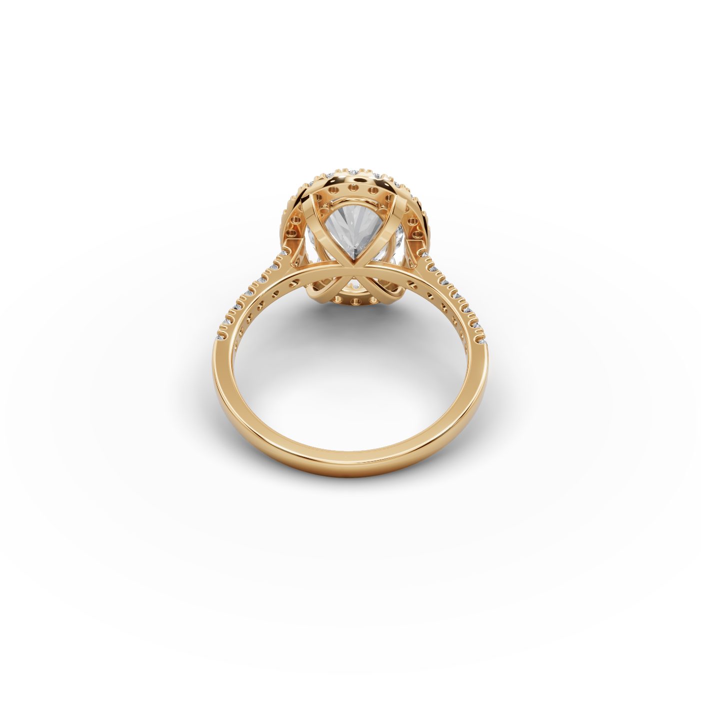Iconic Dew Oval Lab-Grown Diamond Halo Ring in yellow gold