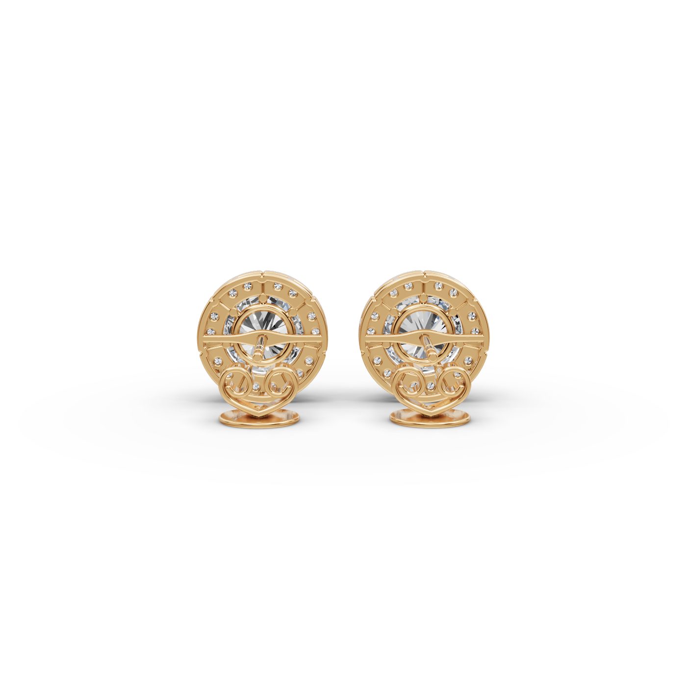 Graceful Line Round Lab-Grown Diamond Studs Earring in yellow gold