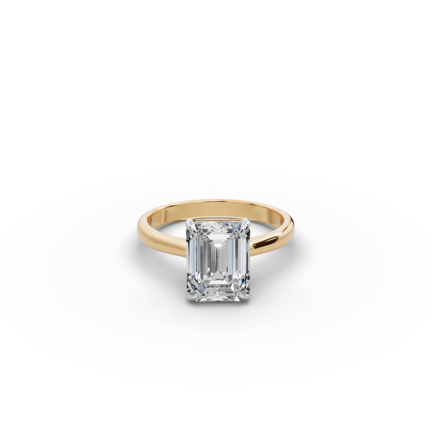 Timeless Signature Emerald Lab-Grown Diamond Solitaire Ring in yellow gold, set with lab-grown diamonds