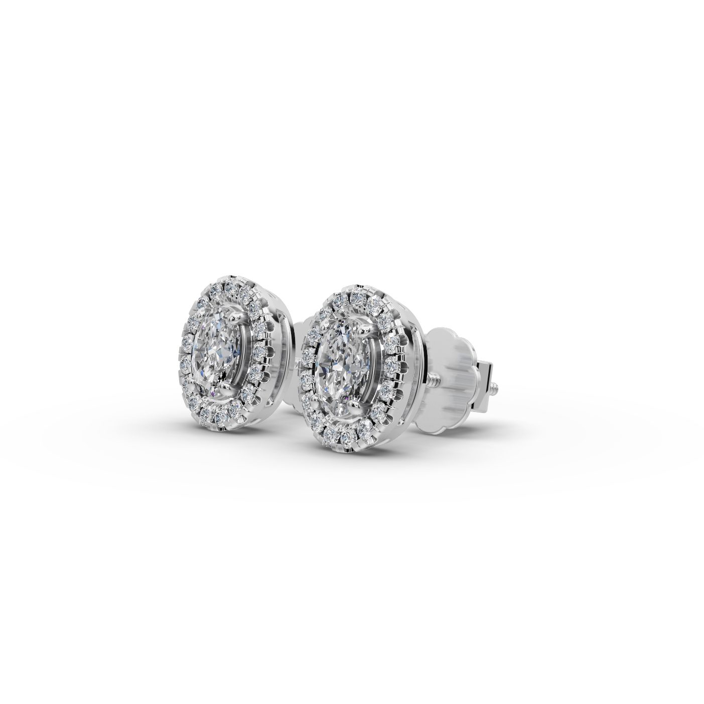 Majestic Signature Oval Halo Stud Lab-Grown Diamond Silver Earring in silver