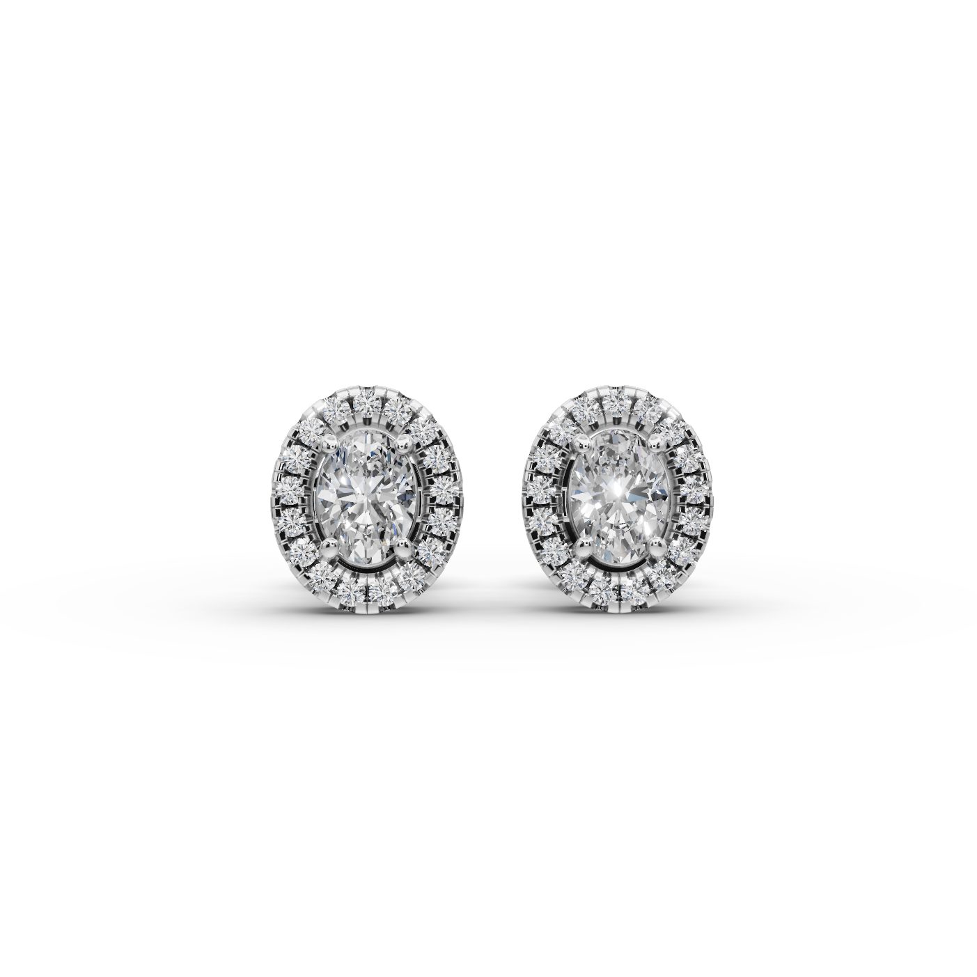 Majestic Signature Oval Halo Stud Lab-Grown Diamond Silver Earring in silver, set with lab-grown diamonds