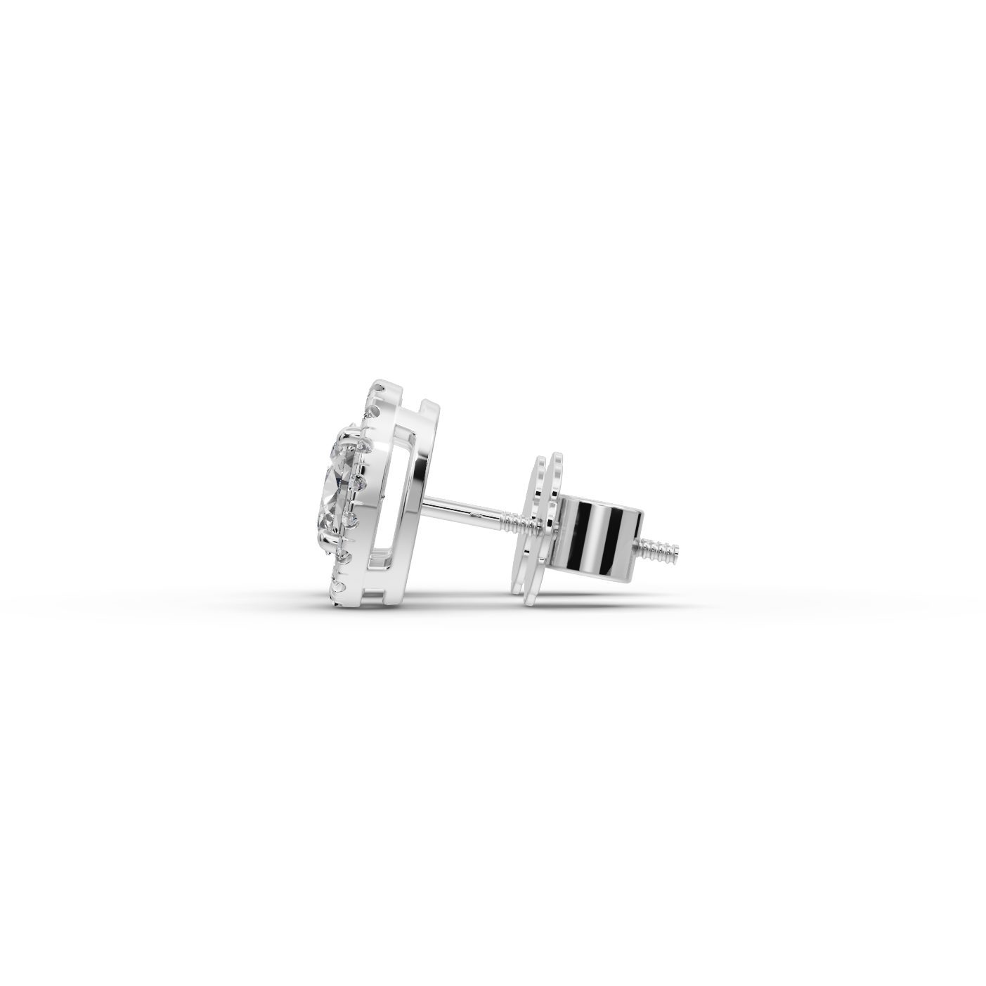Majestic Signature Oval Halo Stud Lab-Grown Diamond Silver Earring in silver