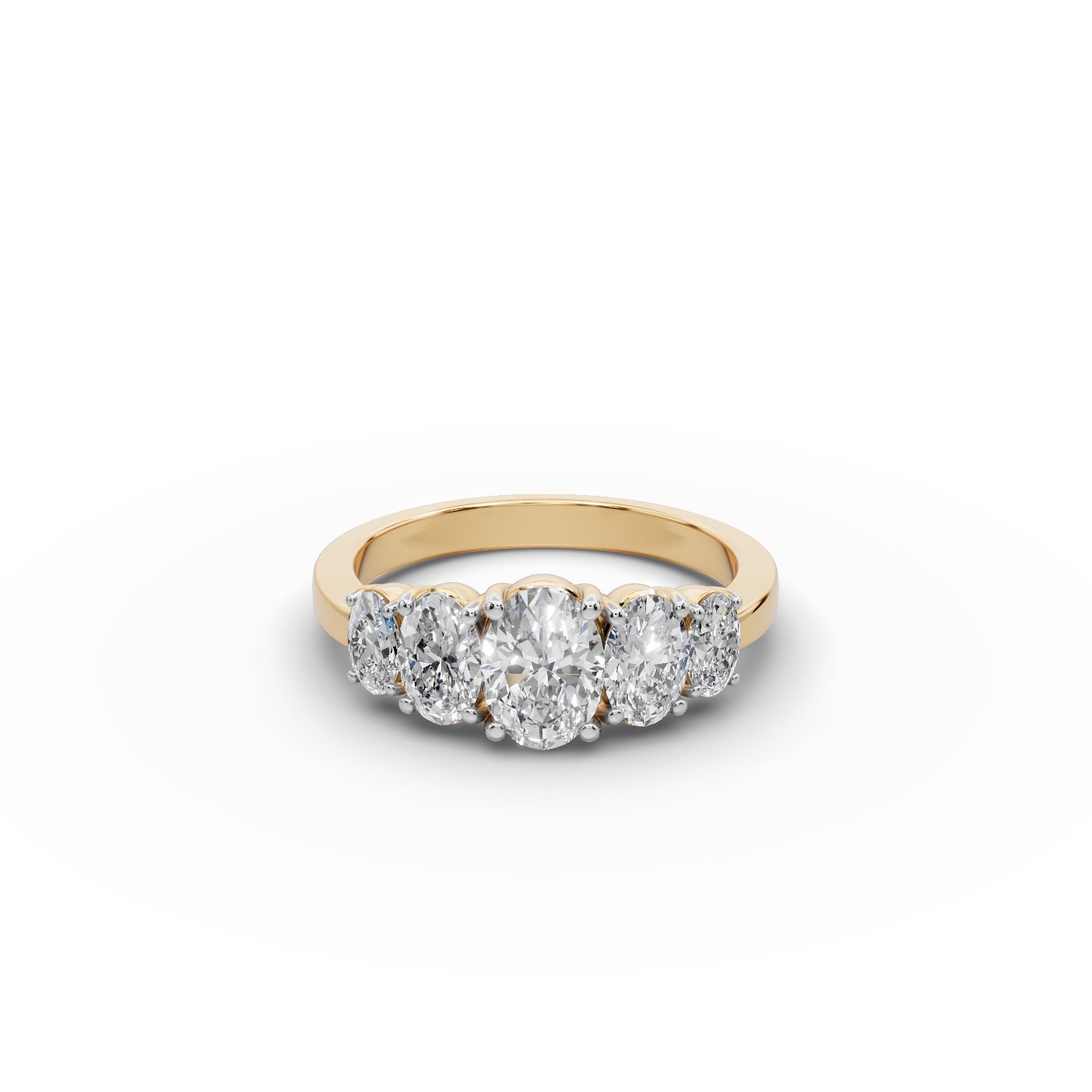 Luminous Signature Oval Lab-Grown Diamond Five Stone Ring in yellow gold, set with lab-grown diamonds