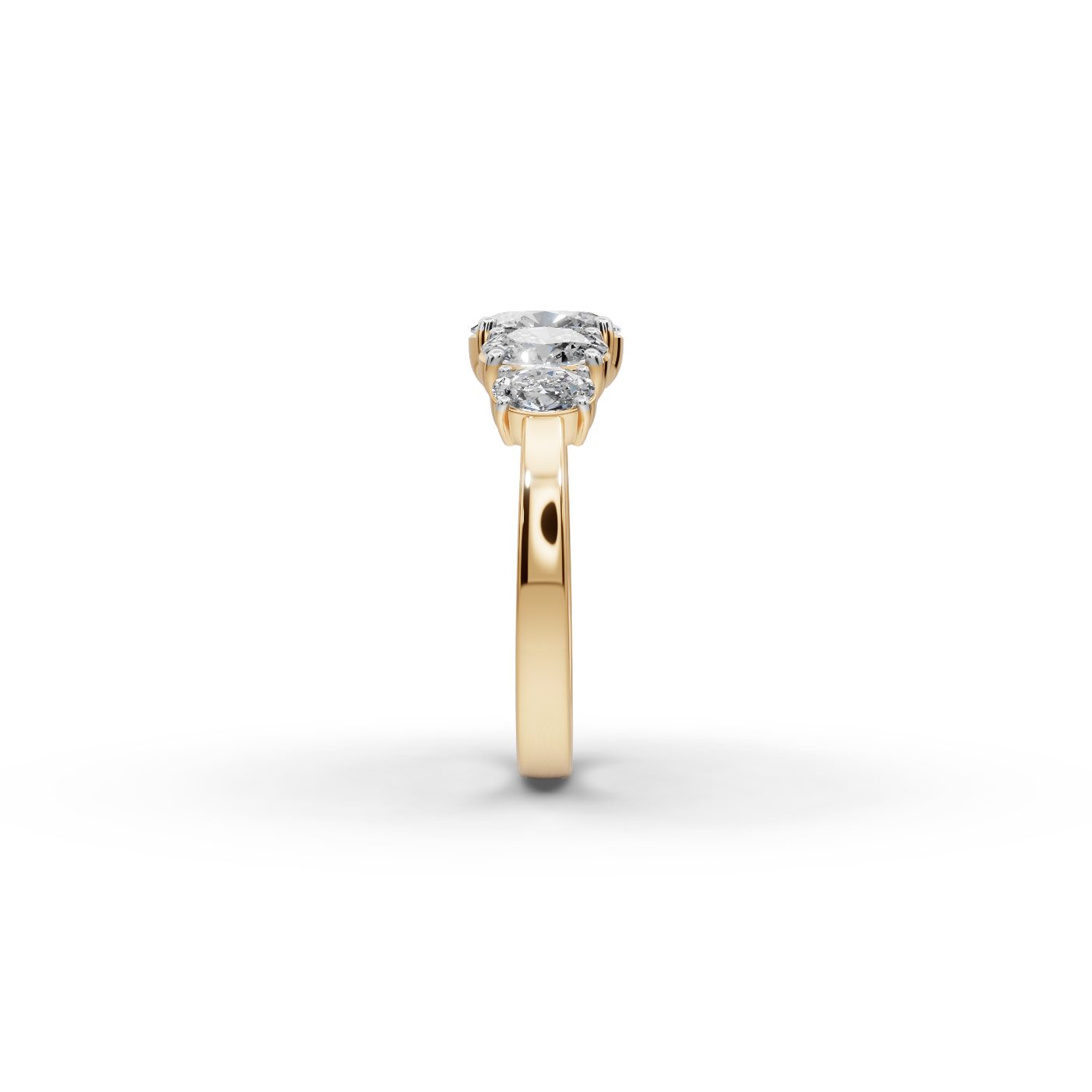 Luminous Signature Oval Lab-Grown Diamond Five Stone Ring in yellow gold