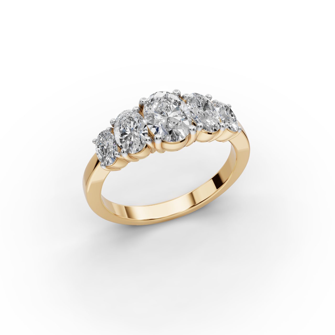 Luminous Signature Oval Lab-Grown Diamond Five Stone Ring in yellow gold