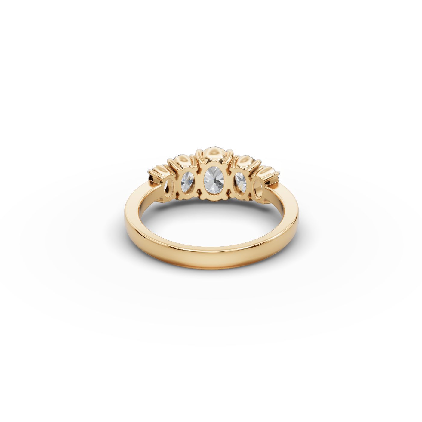 Luminous Signature Oval Lab-Grown Diamond Five Stone Ring in yellow gold