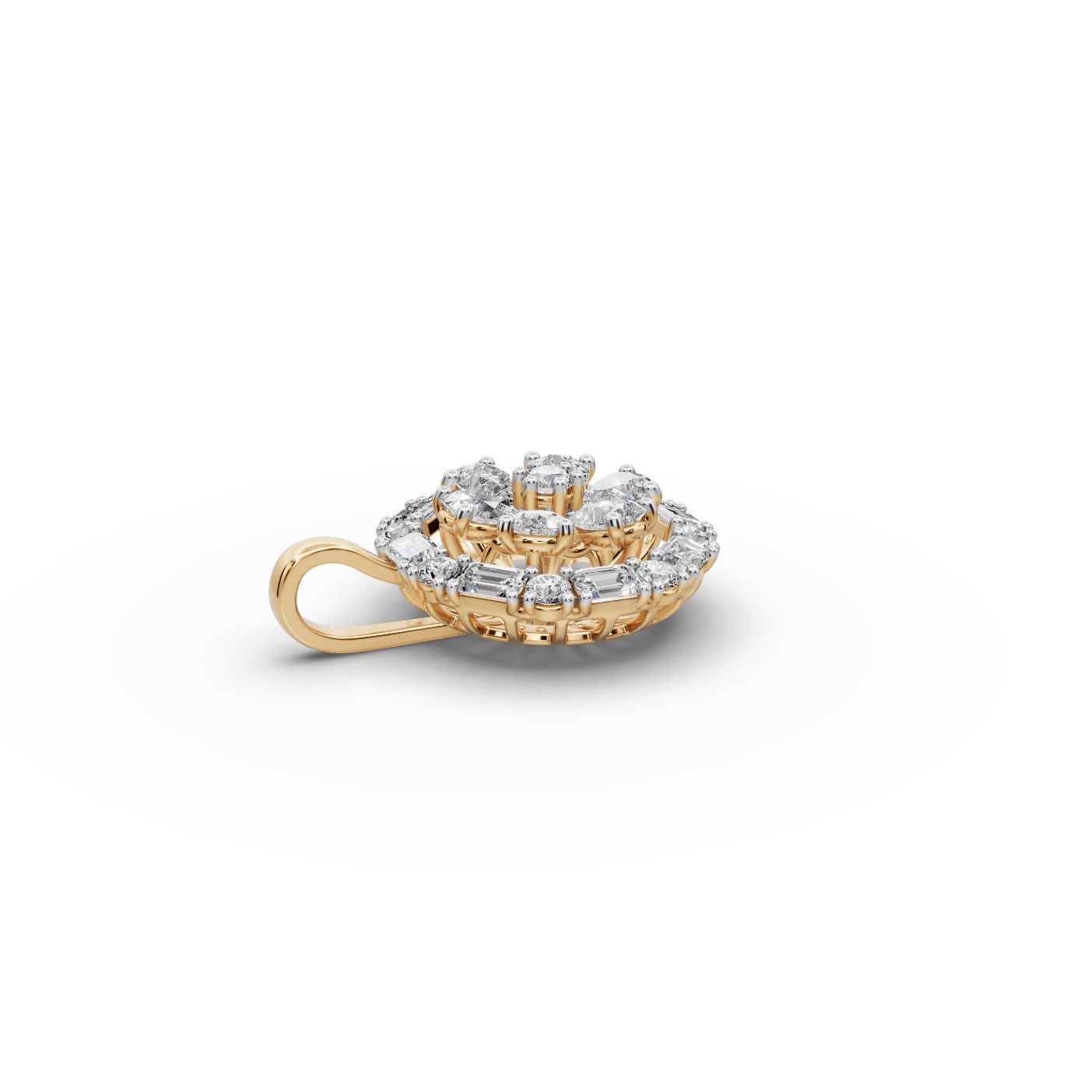 Royal Sparkle Pear Lab-Grown Diamond Cluster Pendant in yellow gold