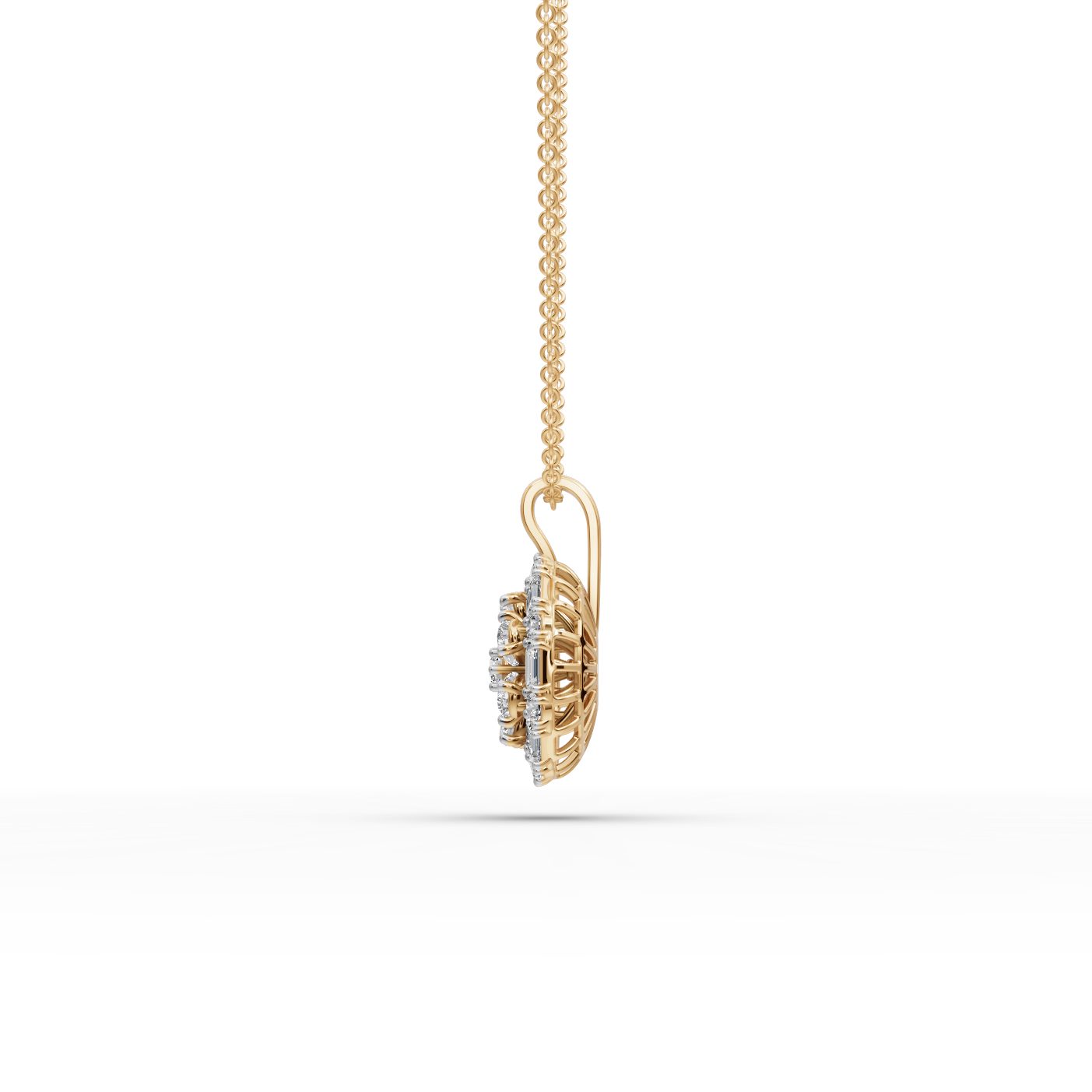 Royal Sparkle Pear Lab-Grown Diamond Cluster Pendant in yellow gold