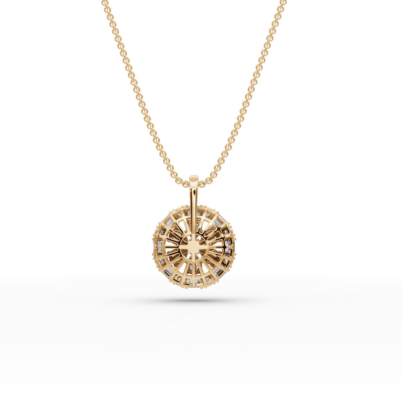 Royal Sparkle Pear Lab-Grown Diamond Cluster Pendant in yellow gold
