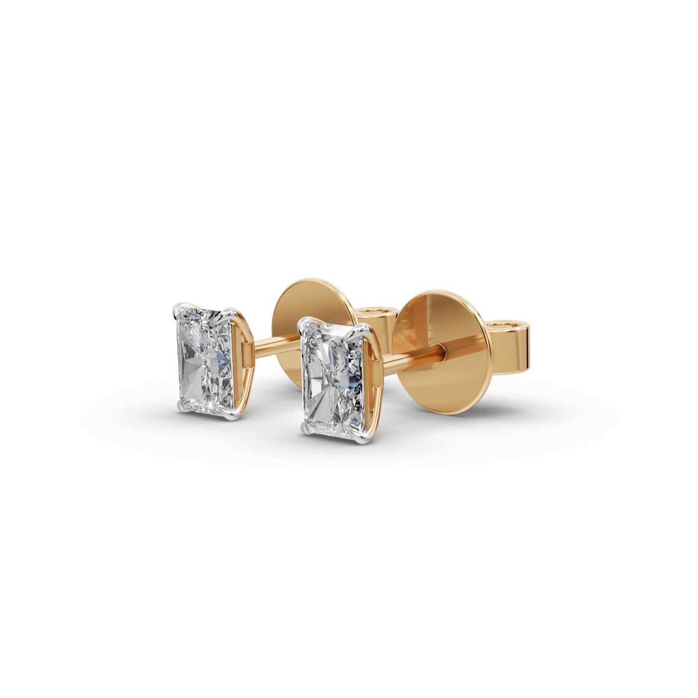 Timeless Reverie Radiant Lab-Grown Diamond Studs Earring in yellow gold, set with lab-grown diamonds
