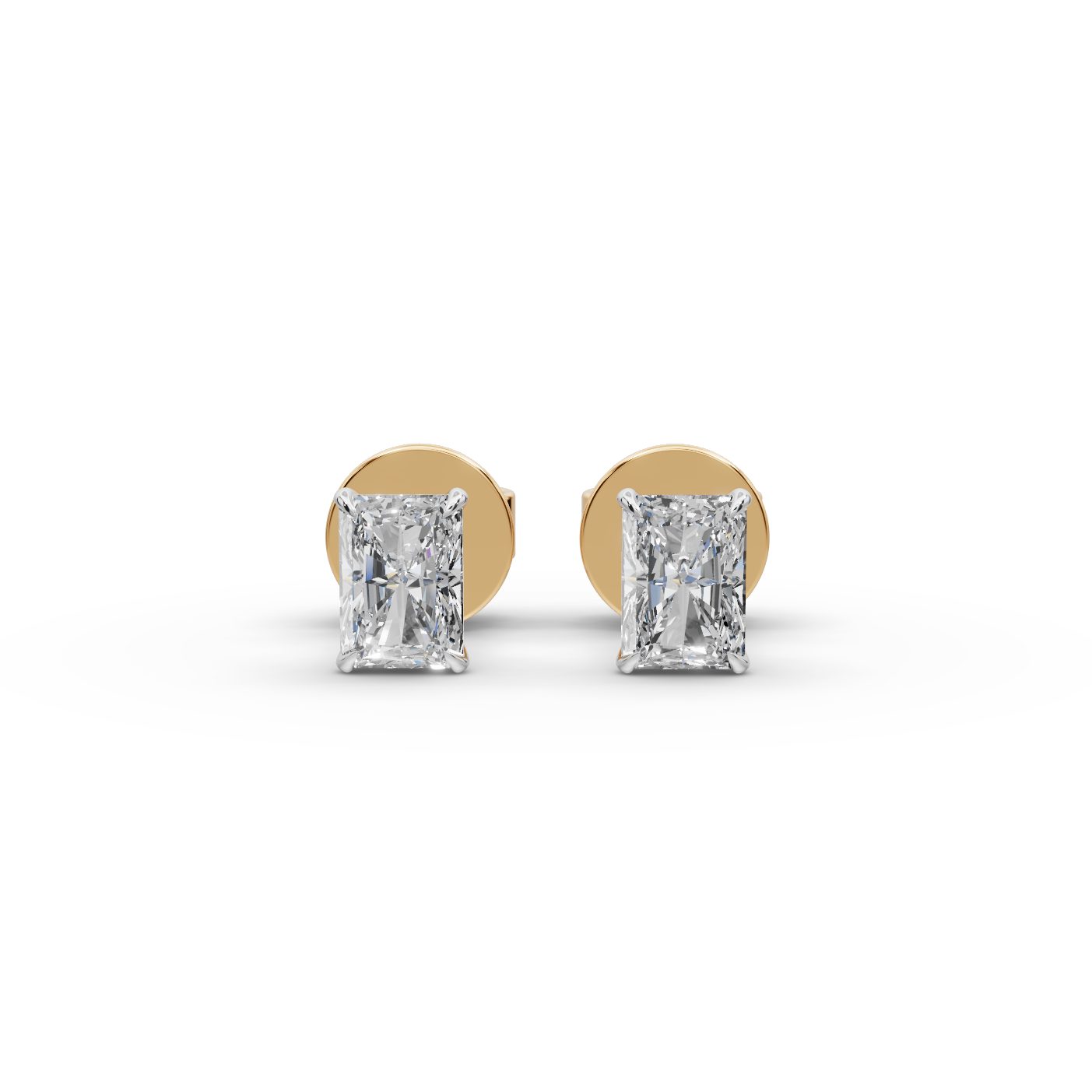 Timeless Reverie Radiant Lab-Grown Diamond Studs Earring in yellow gold
