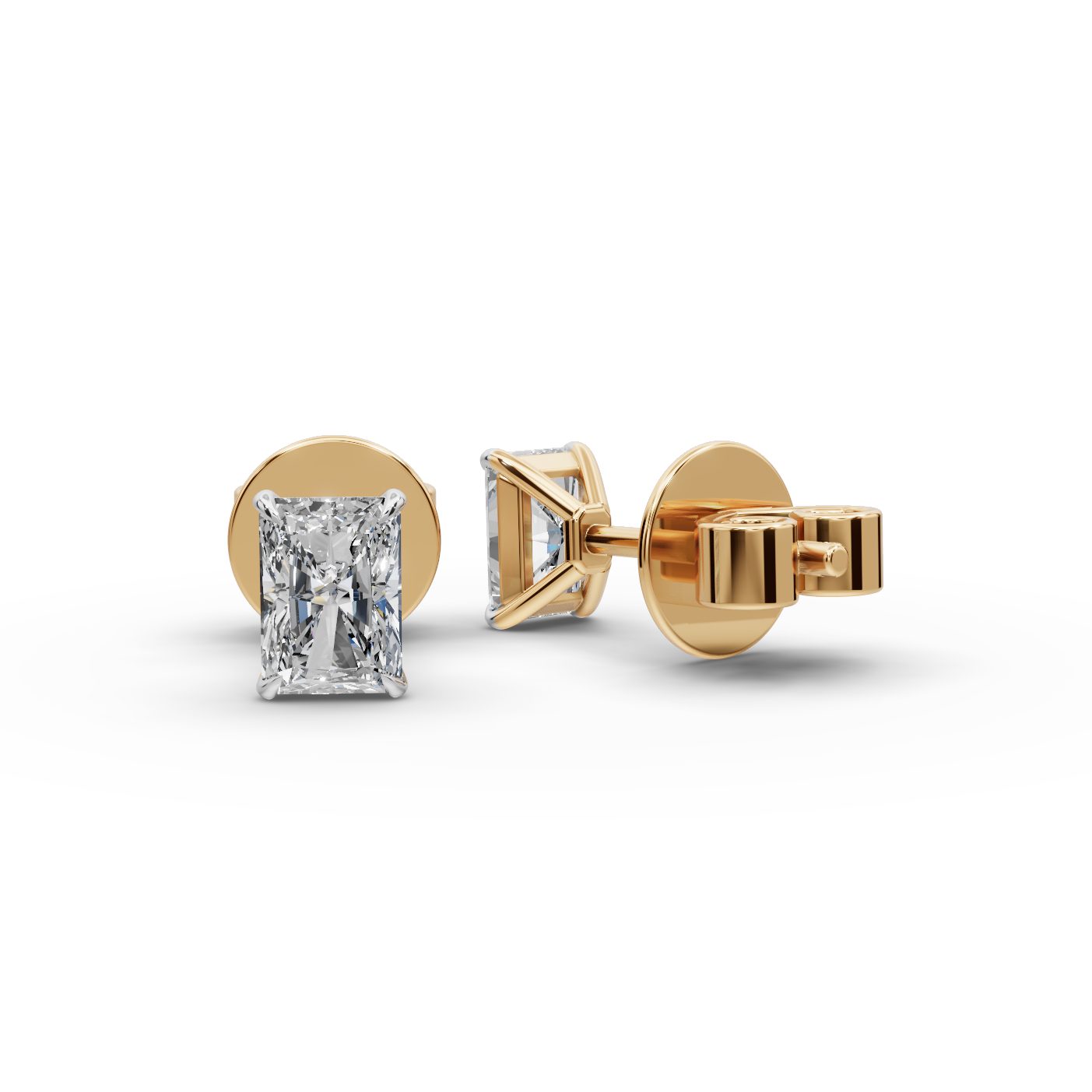 Timeless Reverie Radiant Lab-Grown Diamond Studs Earring in yellow gold