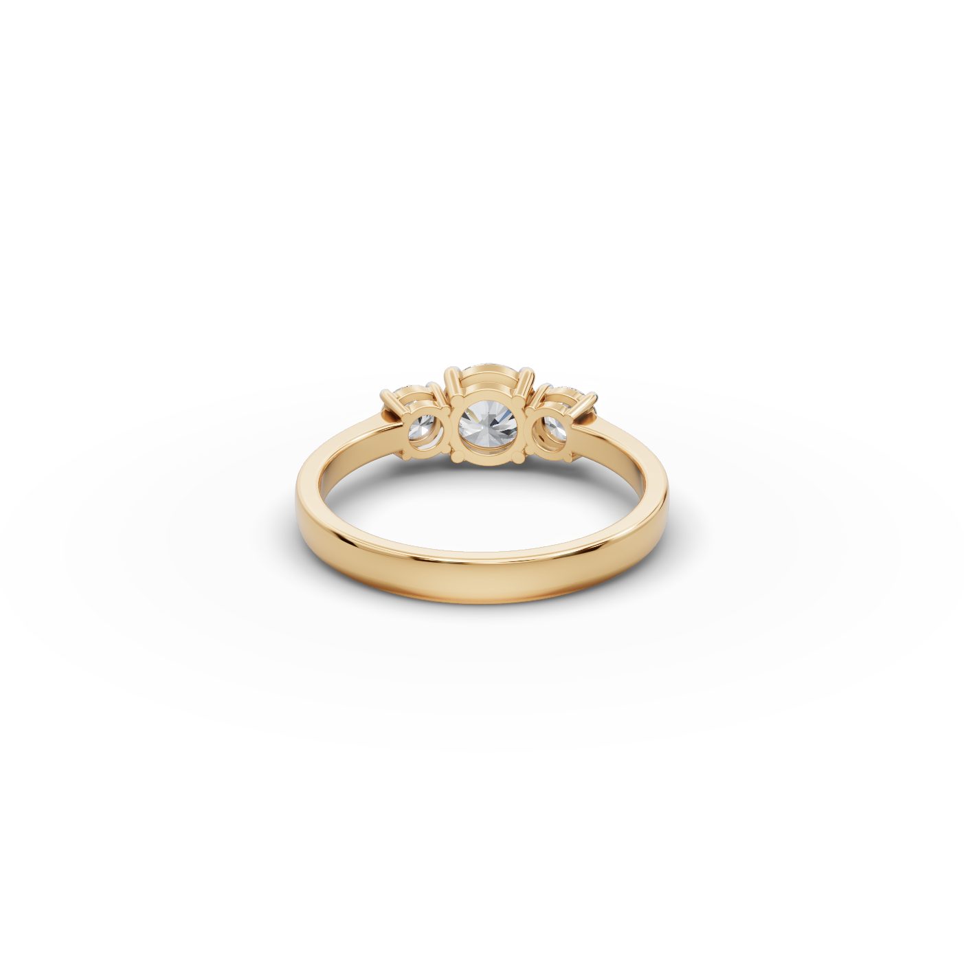 Royal Grace Round Lab-Grown Diamond Three Stone Ring in yellow gold