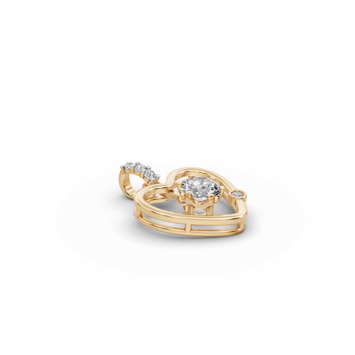 Elegant Grace Heart Lab-Grown Diamond Pendant in yellow gold