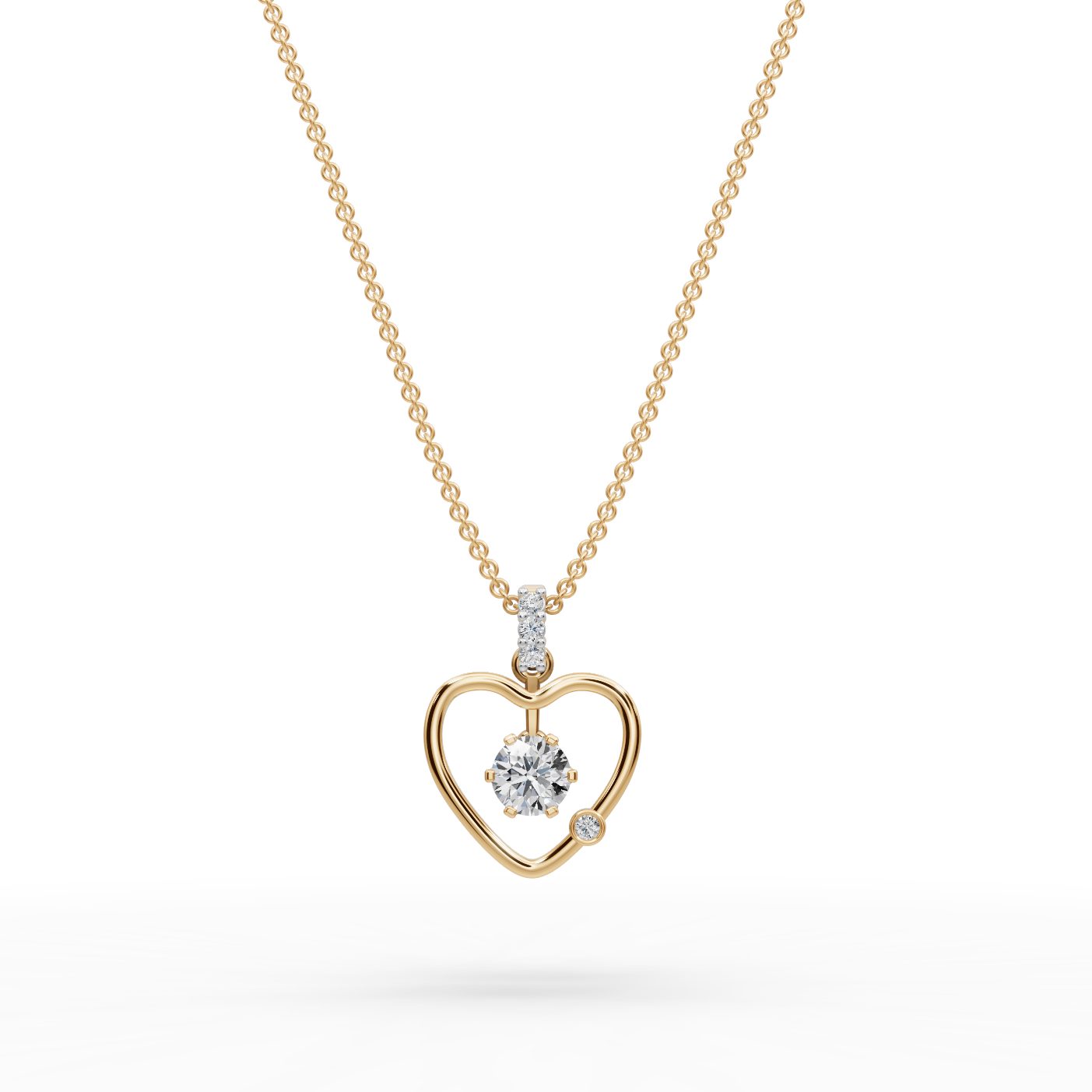Elegant Grace Heart Lab-Grown Diamond Pendant in yellow gold