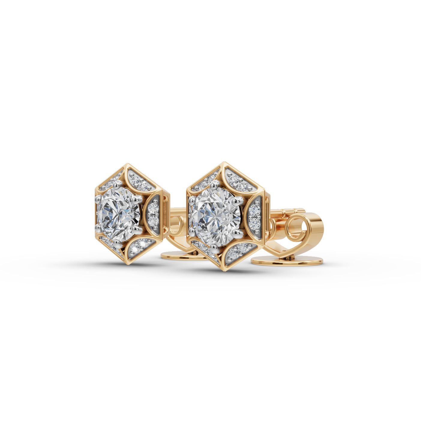 Enduring Bloom Round Lab-Grown Diamond Studs Earring in yellow gold