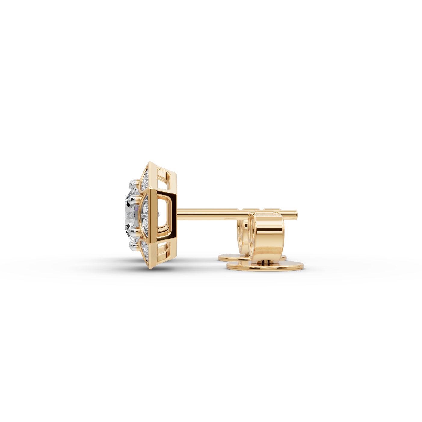 Enduring Bloom Round Lab-Grown Diamond Studs Earring in yellow gold