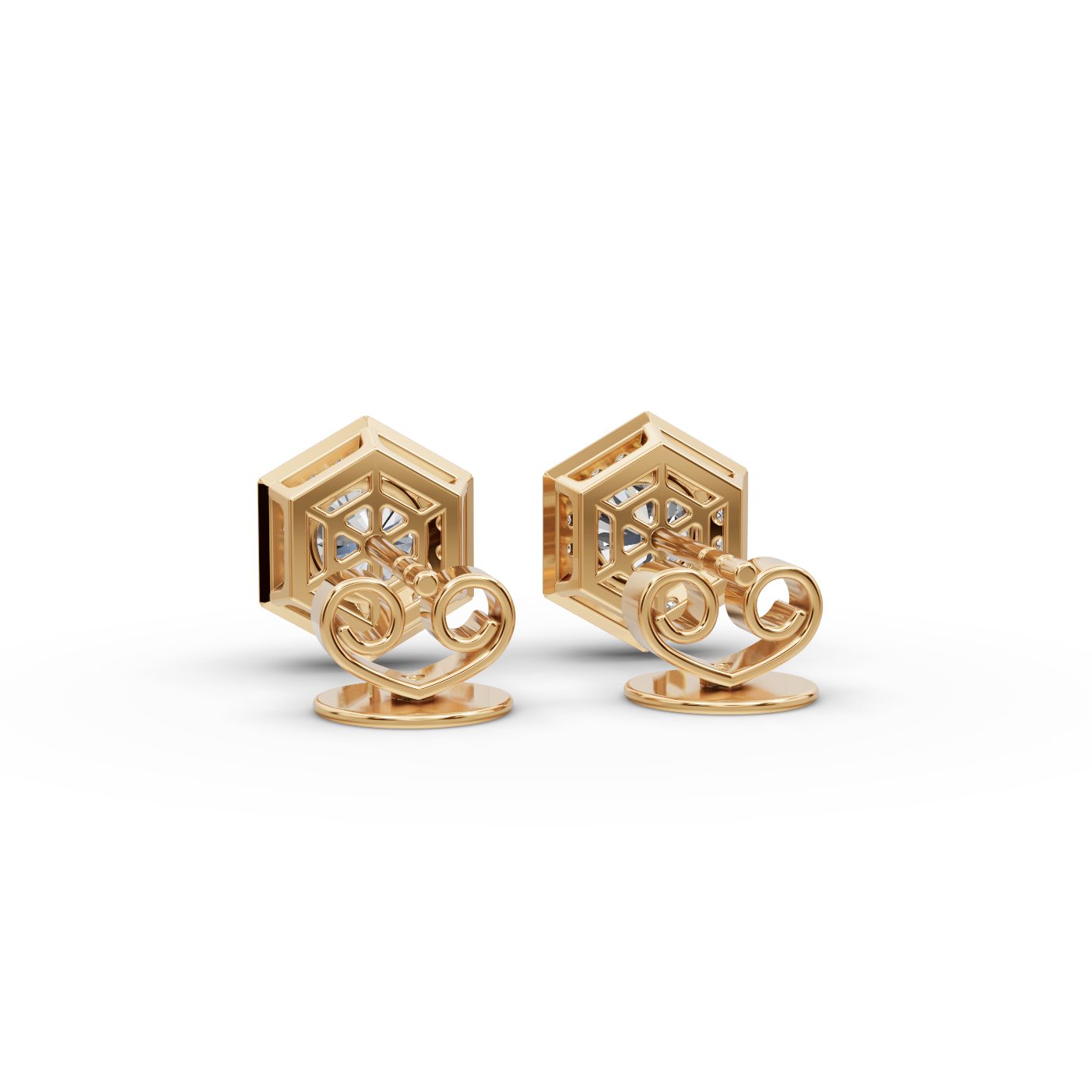 Enduring Bloom Round Lab-Grown Diamond Studs Earring in yellow gold