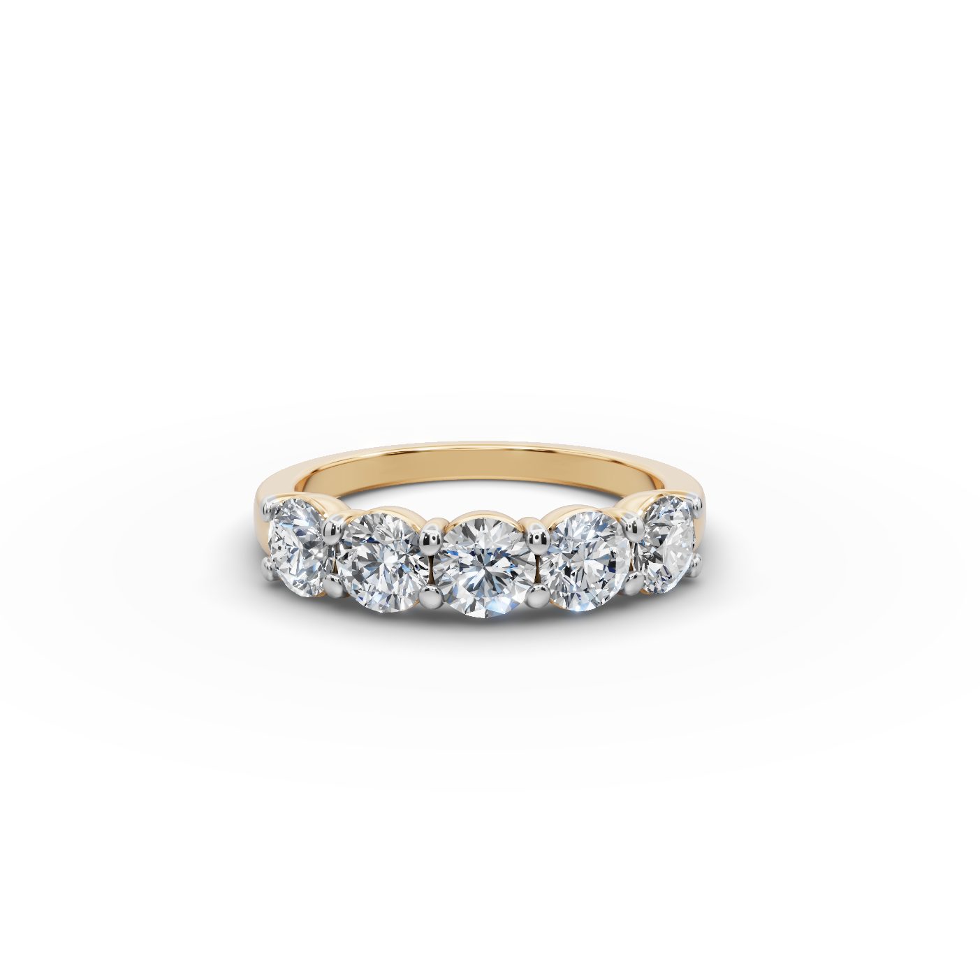 Delicate Glow Round Lab-Grown Diamond Five Stone Ring in yellow gold, set with lab-grown diamonds
