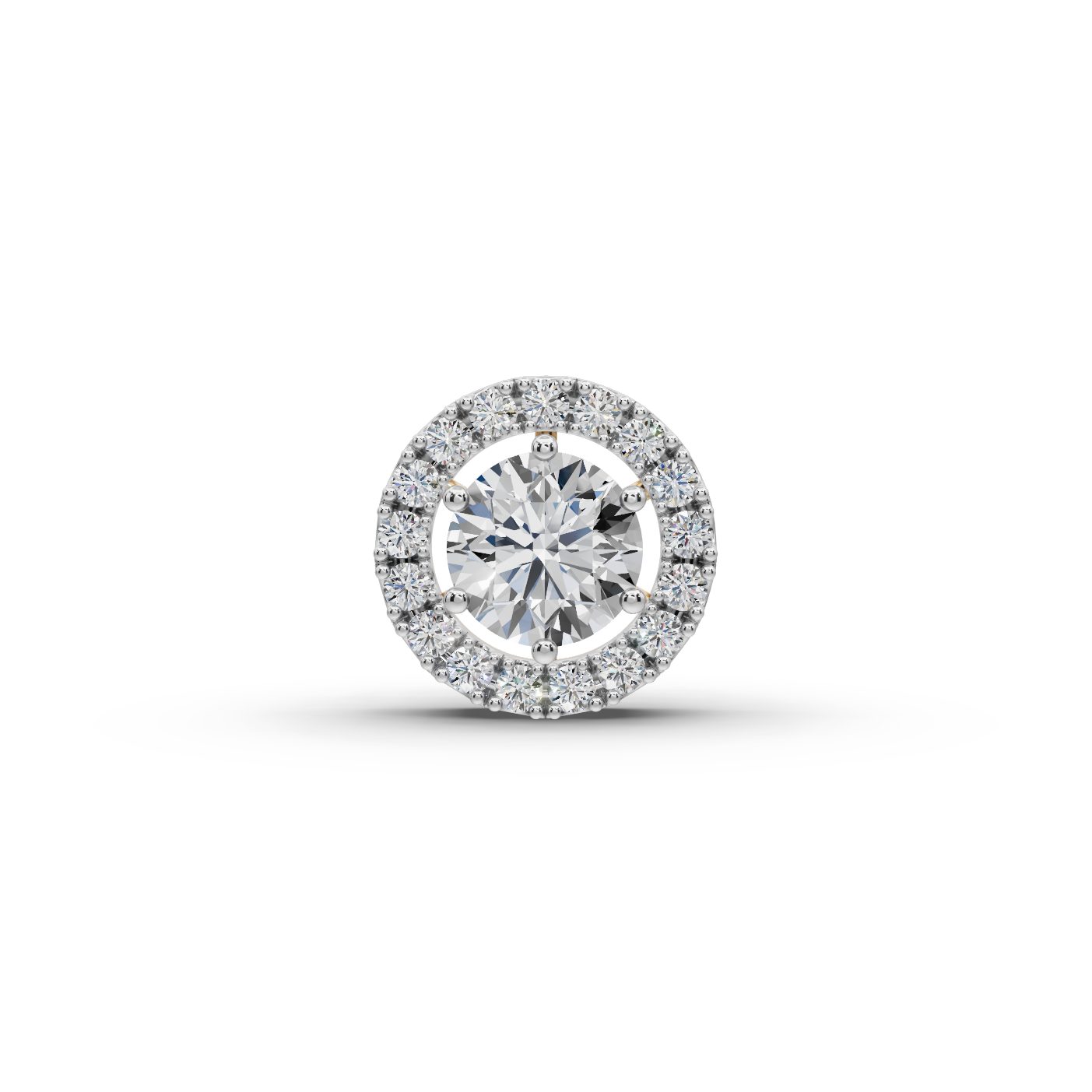 Brilliant Sparkle Round Lab-Grown Diamond Halo Pendant in yellow gold, set with lab-grown diamonds