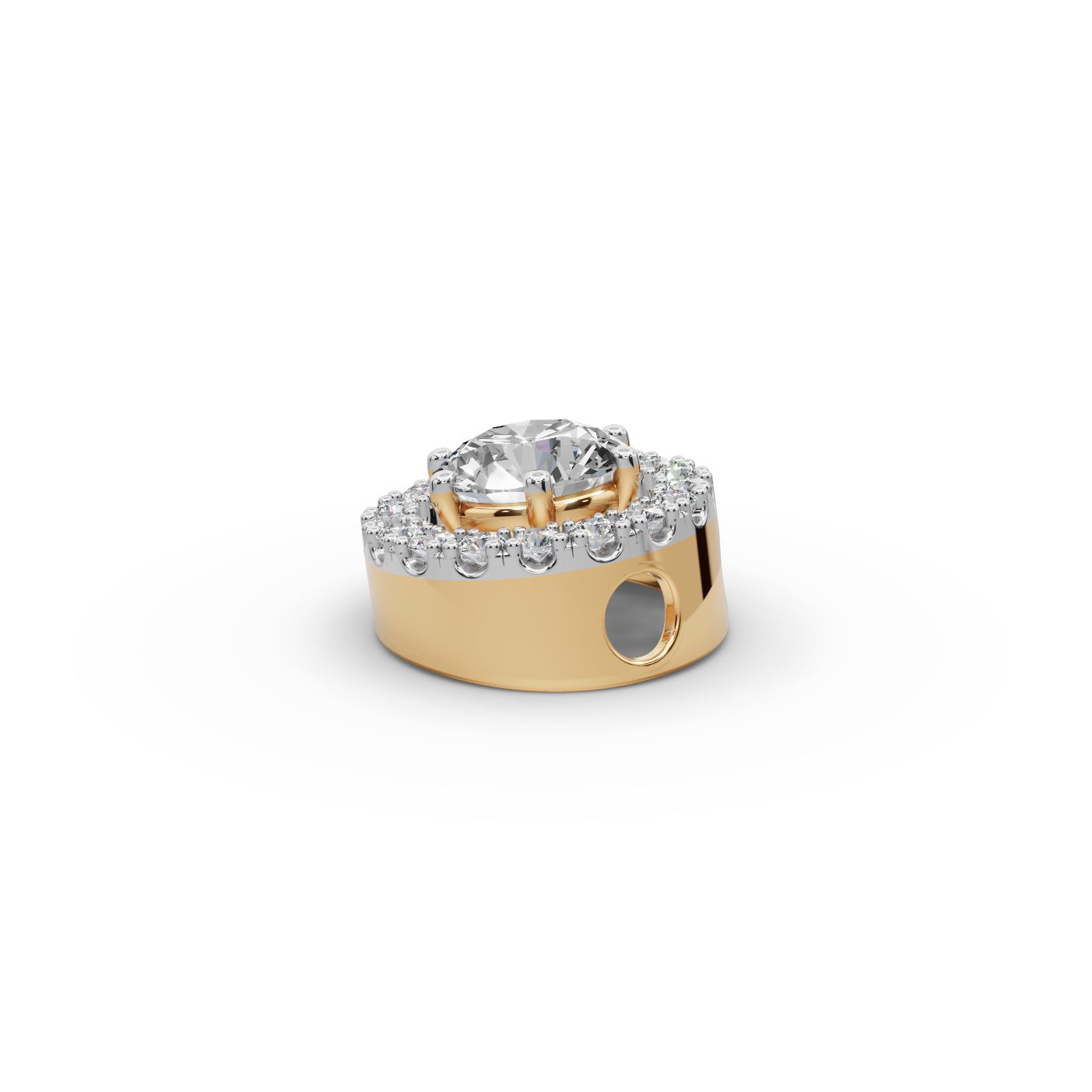 Brilliant Sparkle Round Lab-Grown Diamond Halo Pendant in yellow gold