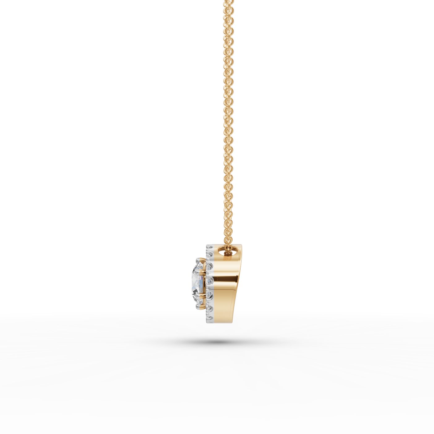 Brilliant Sparkle Round Lab-Grown Diamond Halo Pendant in yellow gold