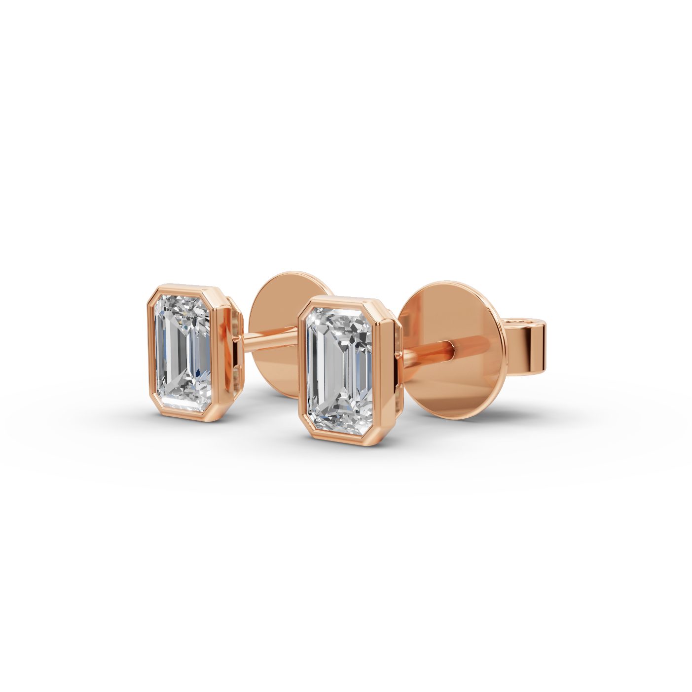 Golden Ember Emerald Laboratory-Grown Diamond Studs Earring in rose gold
