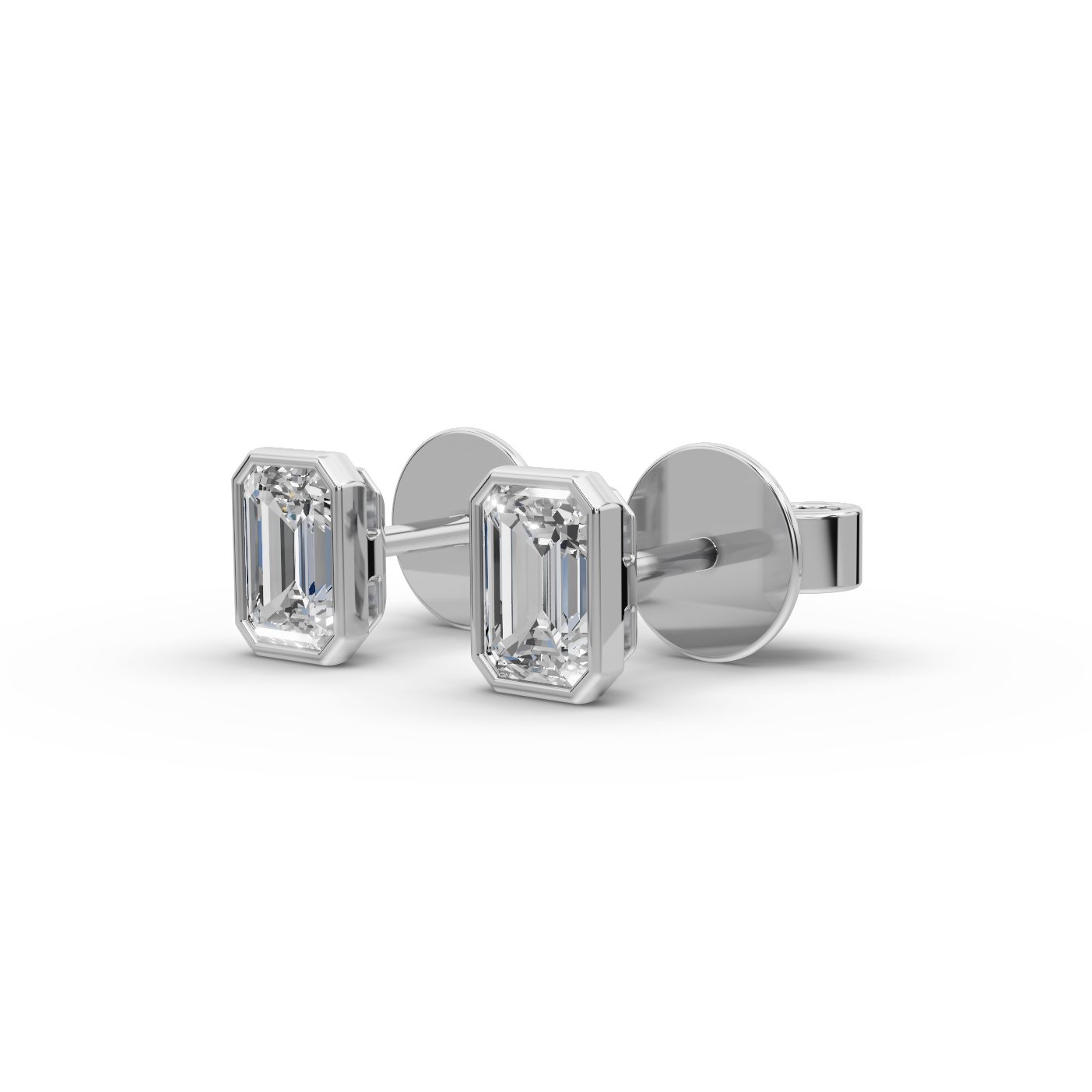 Golden Ember Emerald Laboratory-Grown Diamond Studs Earring in white gold