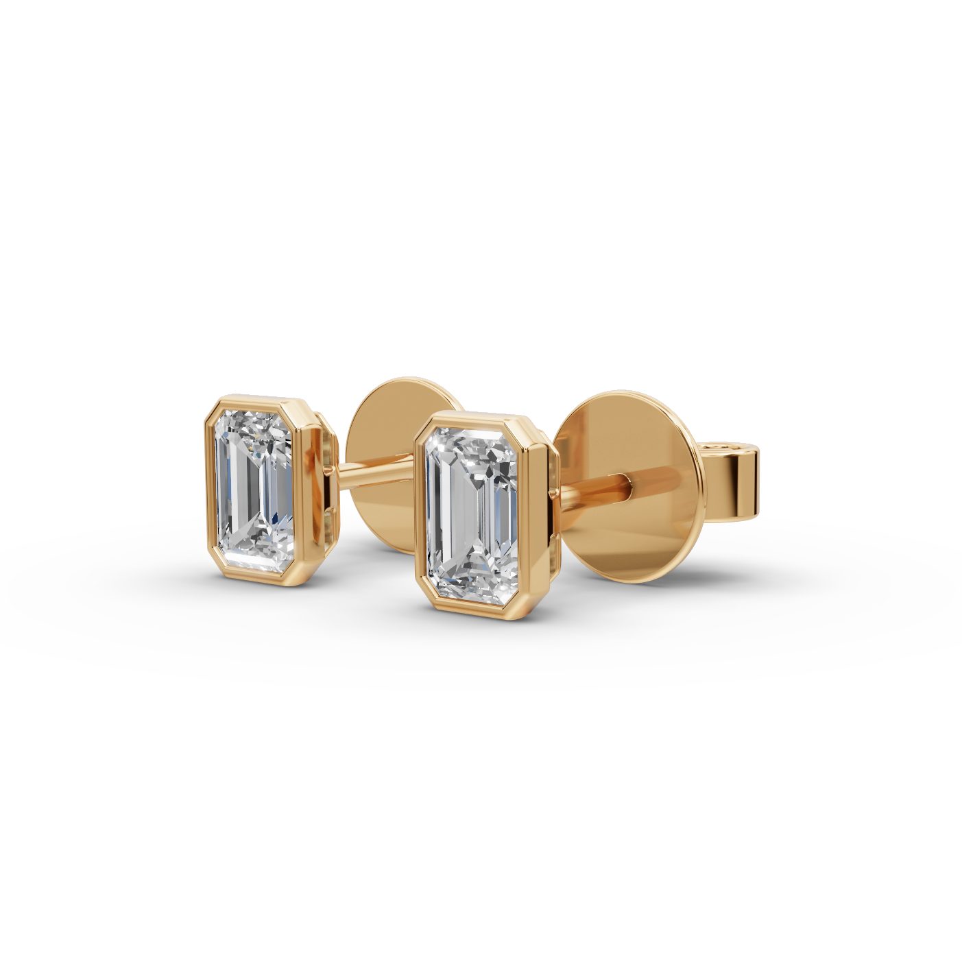 Golden Ember Emerald Lab-Grown Diamond Studs Earring in yellow gold, set with lab-grown diamonds