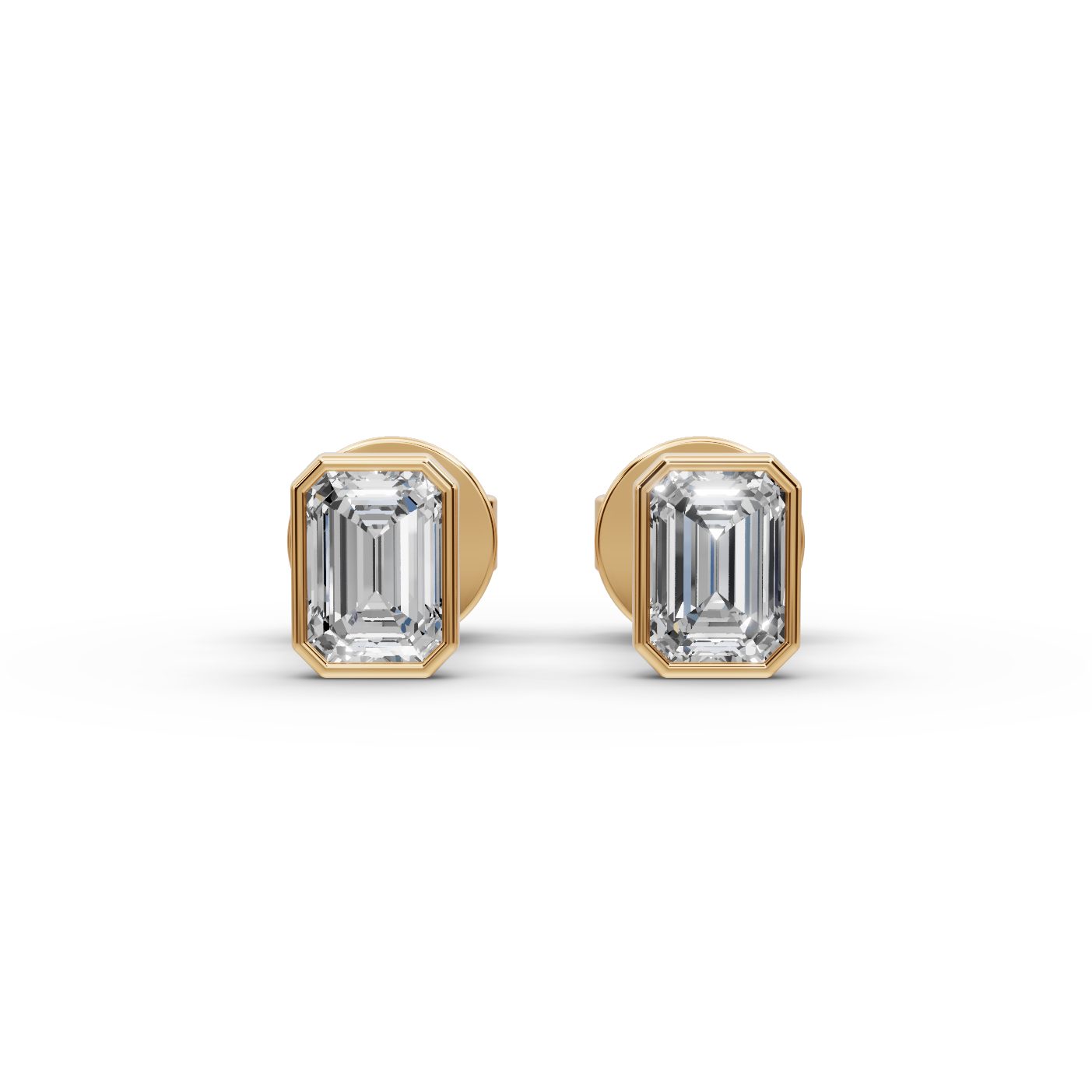 Golden Ember Emerald Lab-Grown Diamond Studs Earring in yellow gold