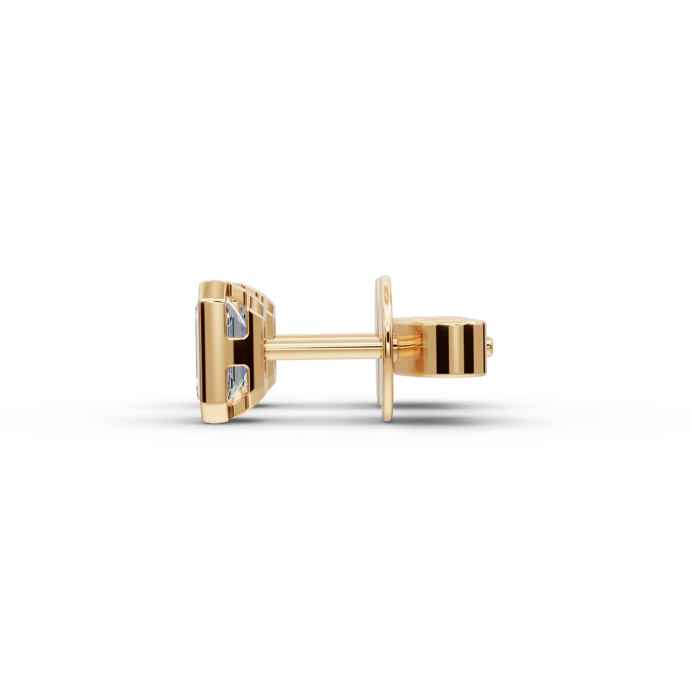 Golden Ember Emerald Lab-Grown Diamond Studs Earring in yellow gold