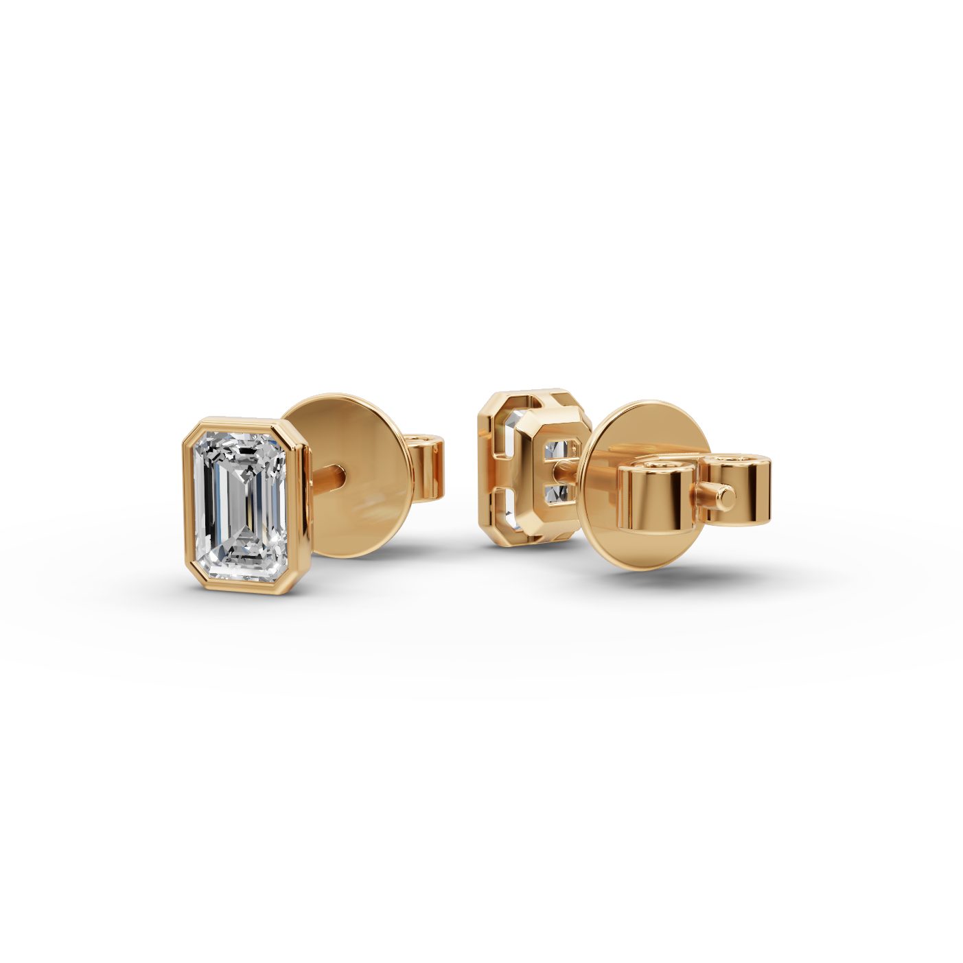Golden Ember Emerald Lab-Grown Diamond Studs Earring in yellow gold